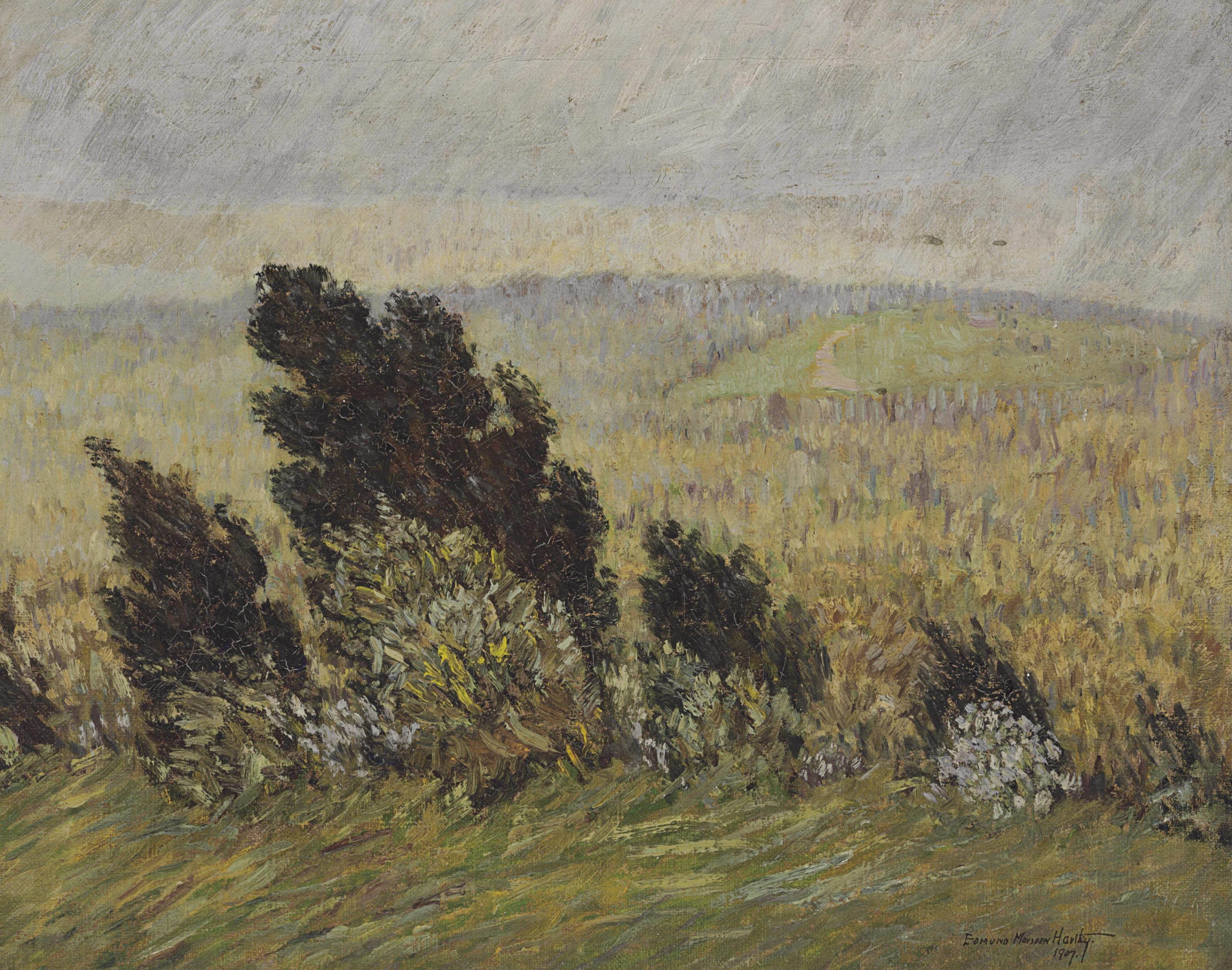 Marsden Hartley — Кедровая изгородь (Весенние бризы и дожди) Честнат-Хилл, Бостон, Массачусетс