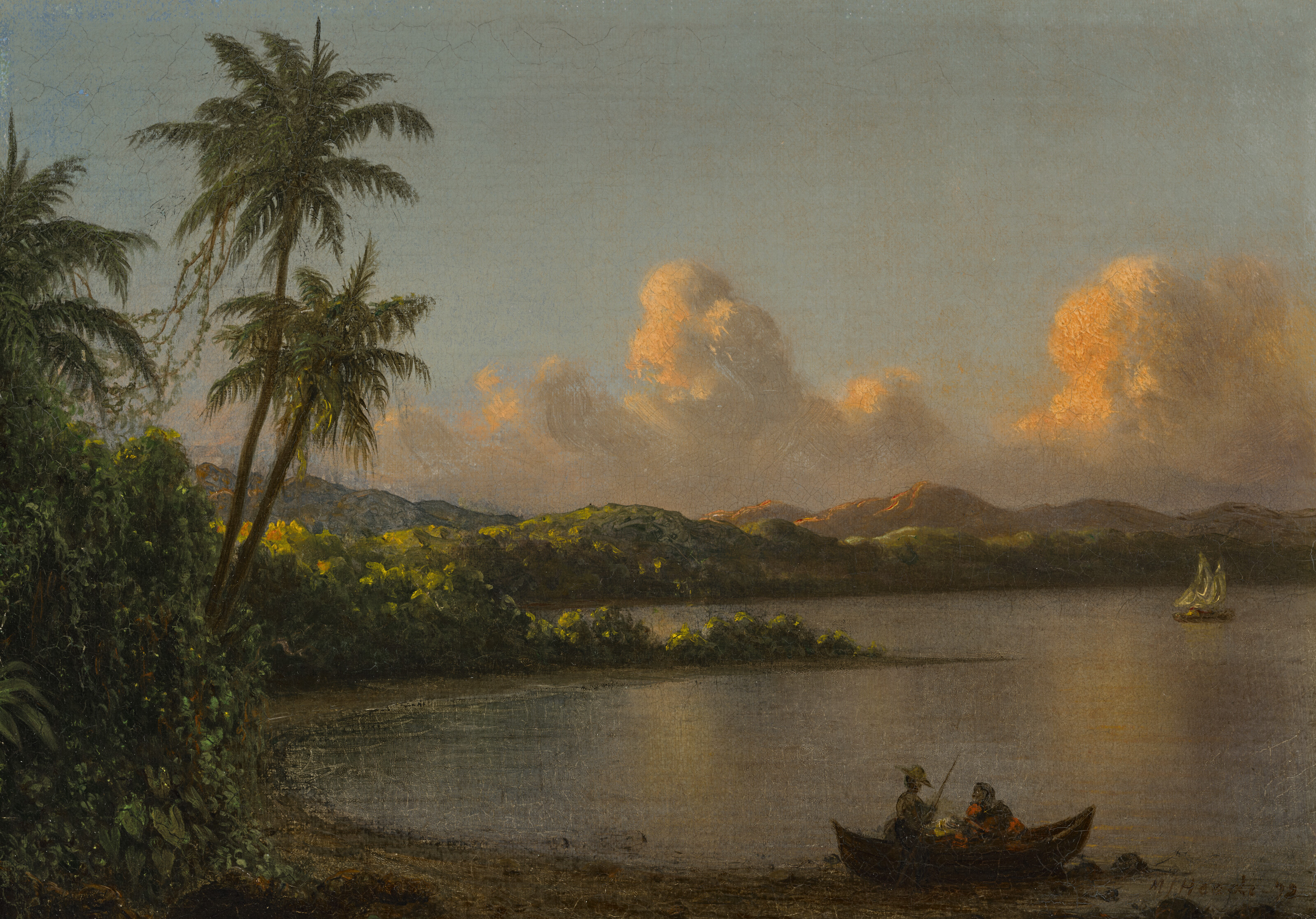 Martin Johnson Heade — Тропическая сцена с двумя фигурами в весельной лодке