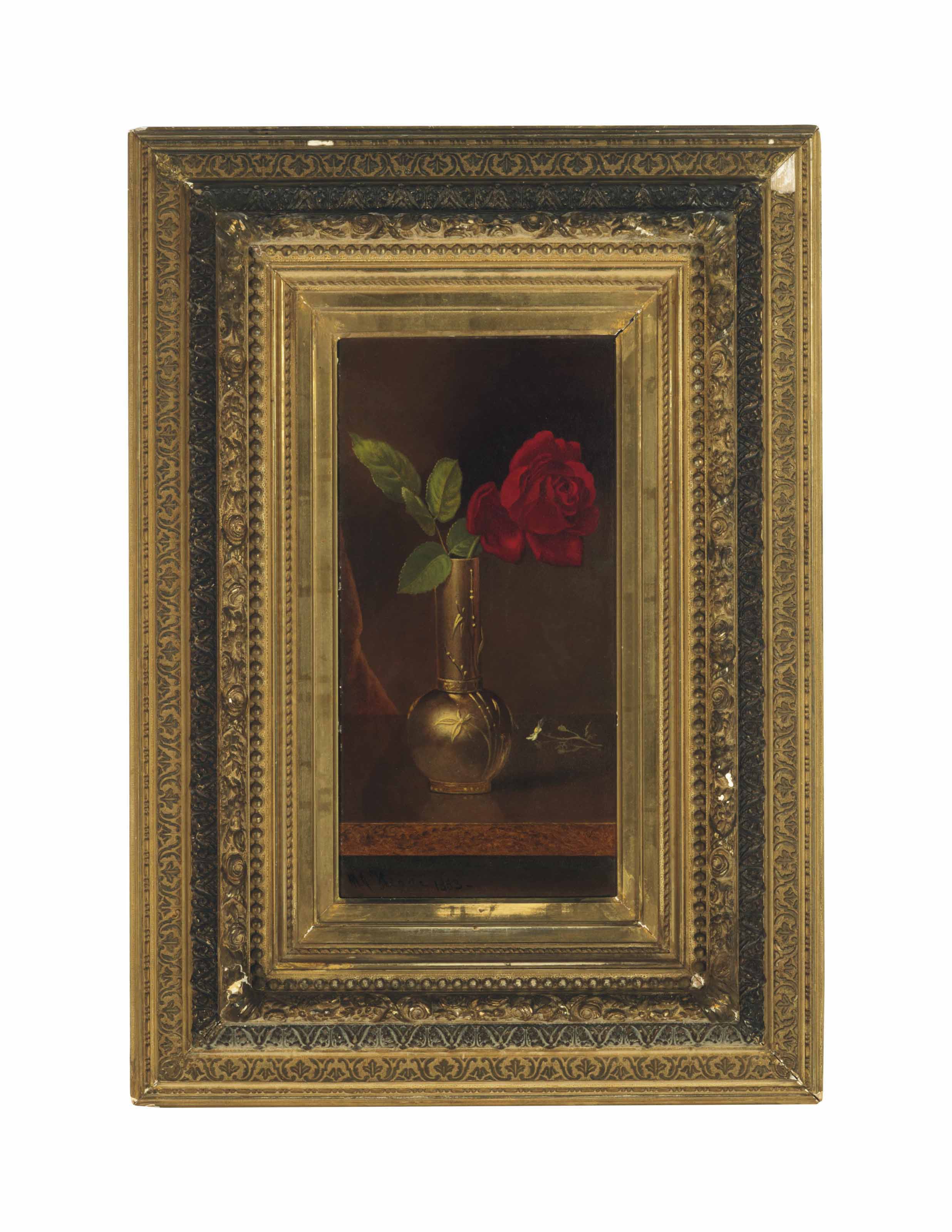 Martin Johnson Heade — Красная роза в стоячей вазе