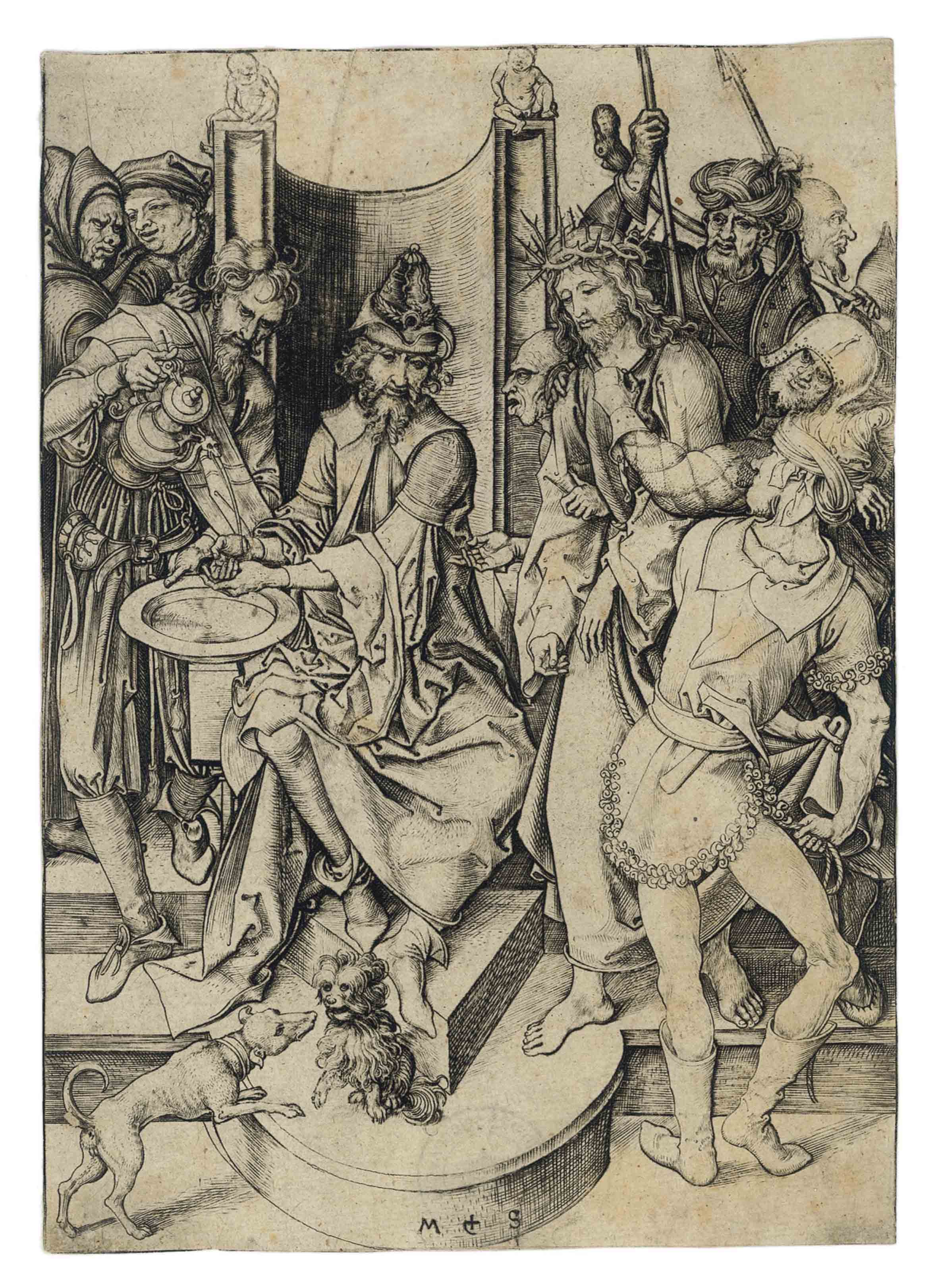 Martin Schongauer — Христос перед Пилатом, из "Страстей господних" (ч. 14; Л., гл. 24)