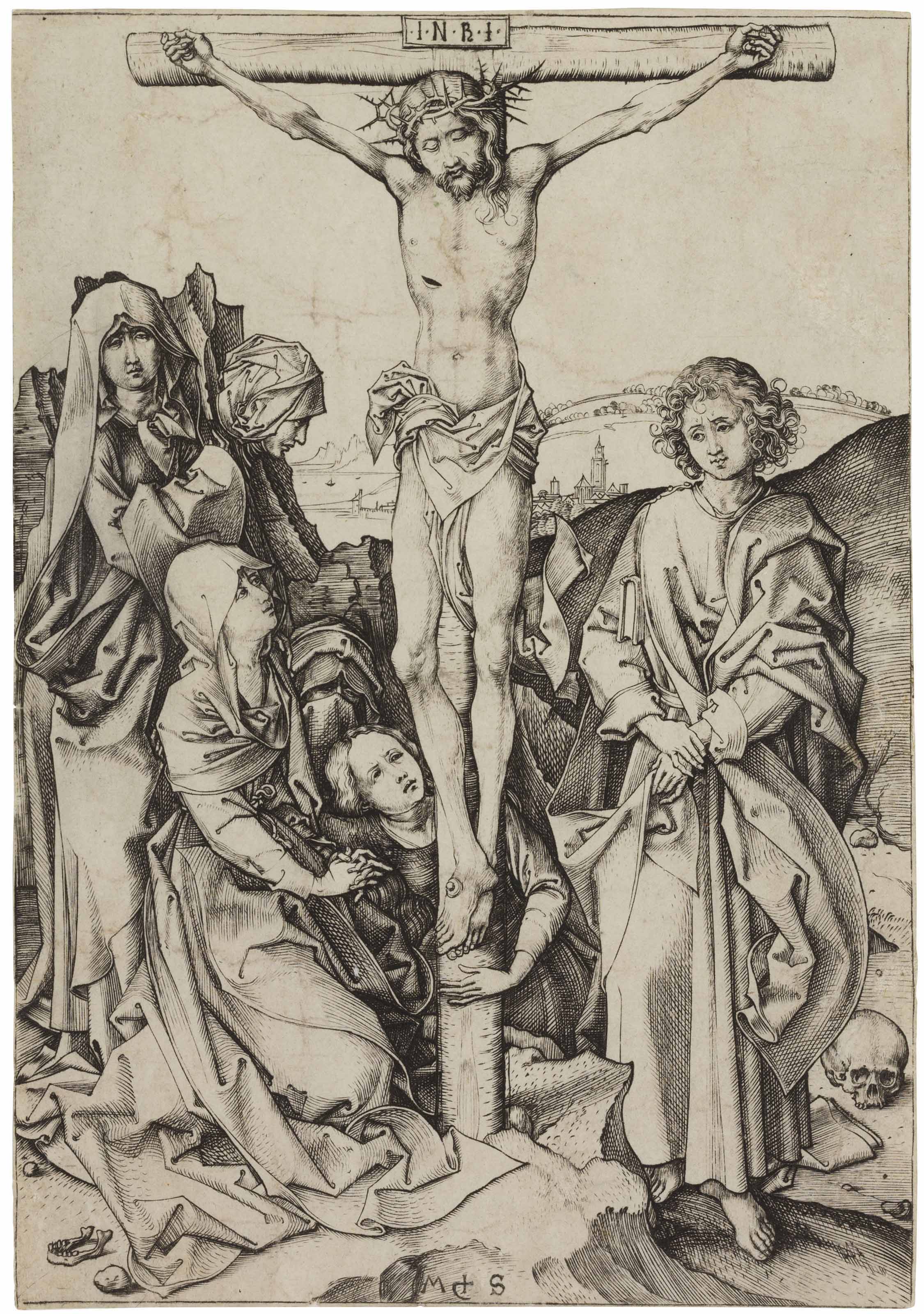 Martin Schongauer — Распятие на кресте, из книги "Страсти господни"