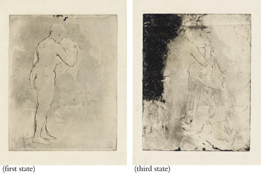 Mary Cassatt — Стояние обнаженным с полотенцем: два состояния (Б. 9)
