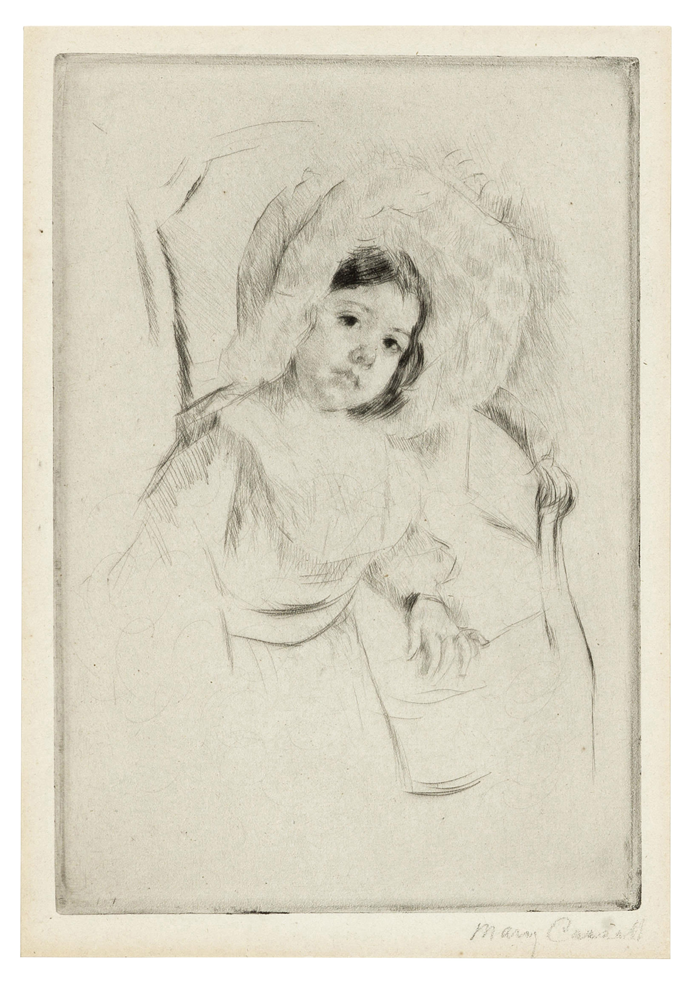Mary Cassatt — Марго в широкополой шляпке прислонилась к стулу