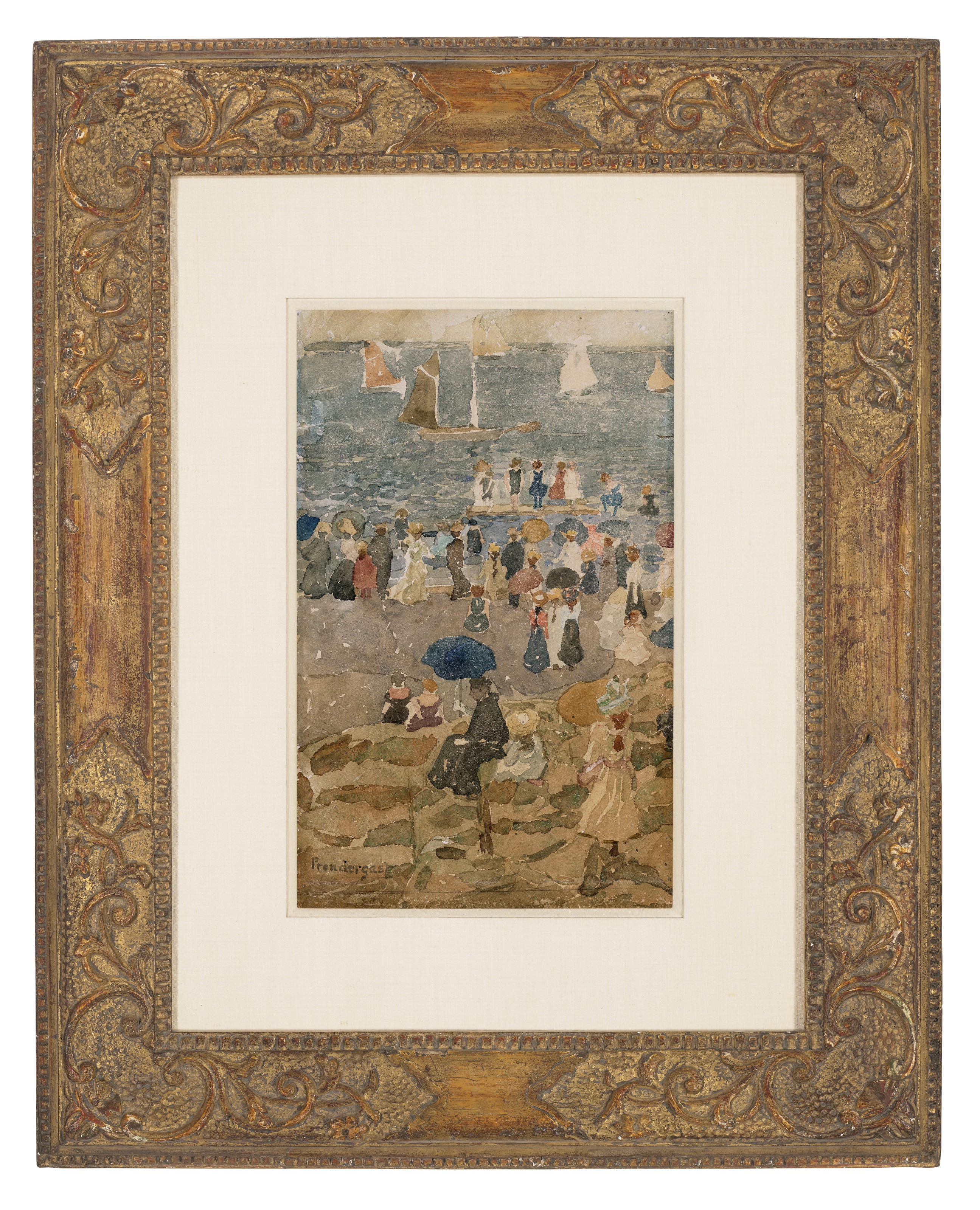 Maurice Brazil Prendergast — Пляжная сцена, Северное побережье и Нормандский пляж : Двусторонняя работа, изображение 2