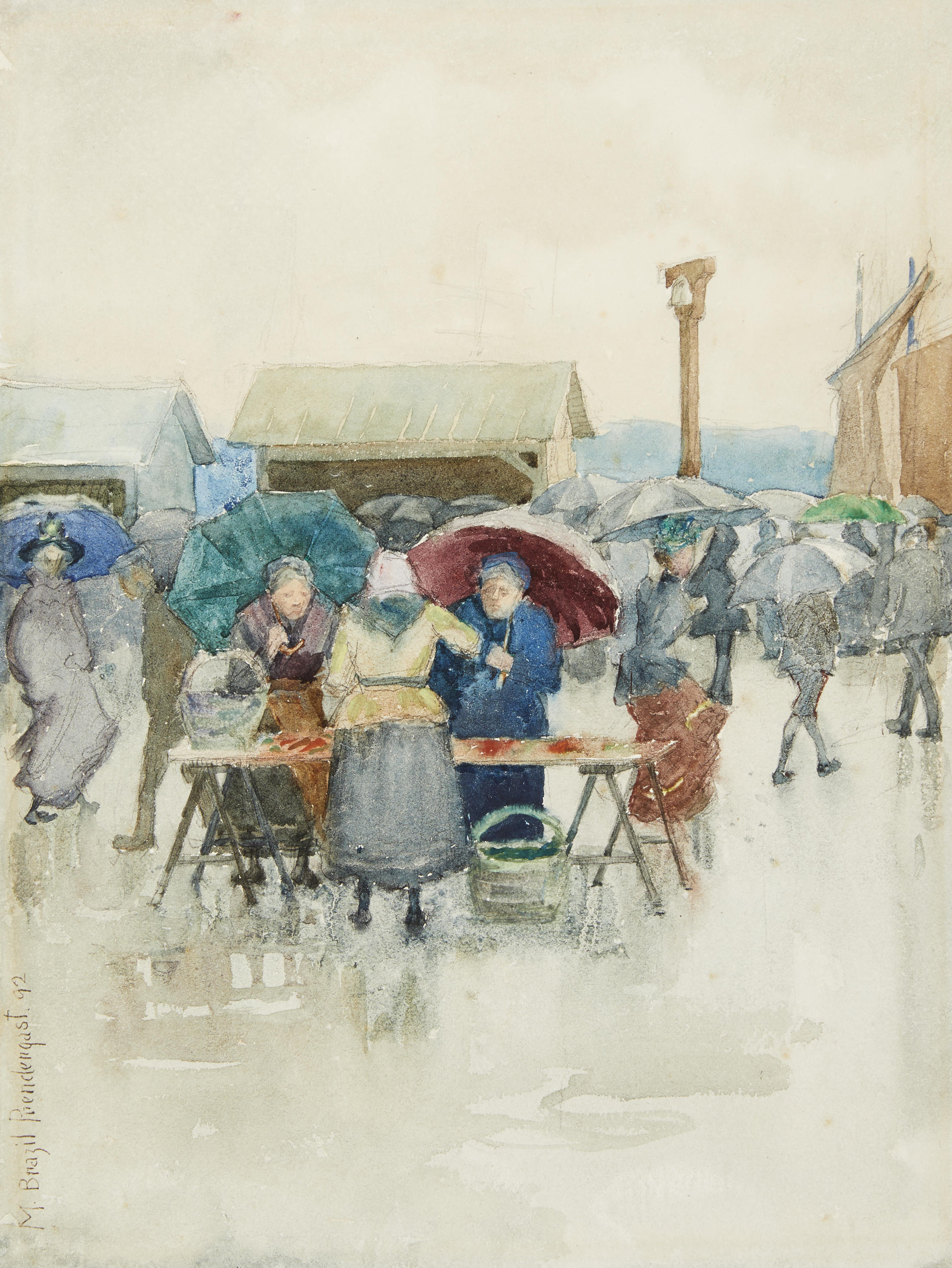 Maurice Brazil Prendergast — Дождливый день на рыбном рынке