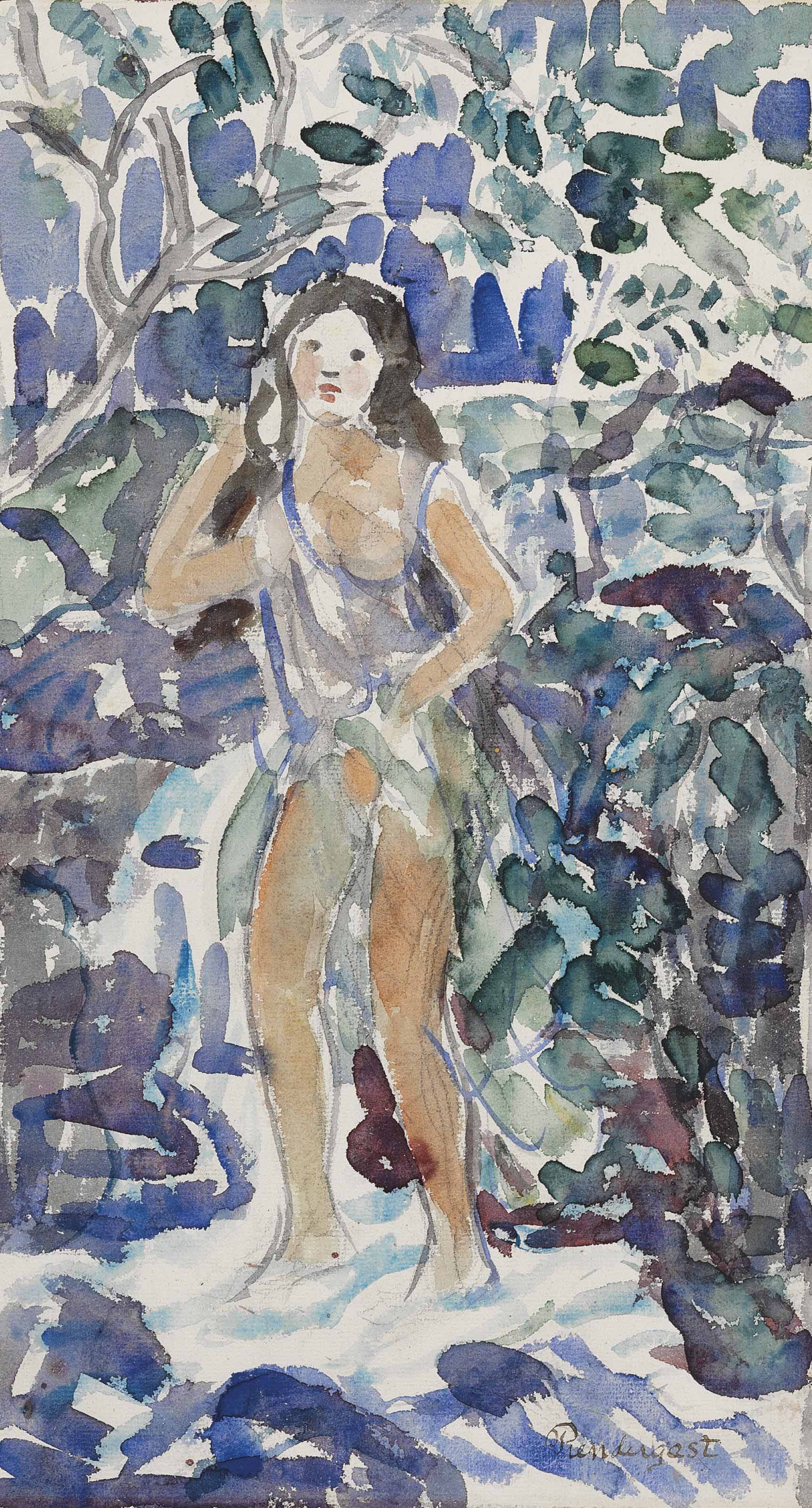 Maurice Brazil Prendergast — Девушка купается в ручье