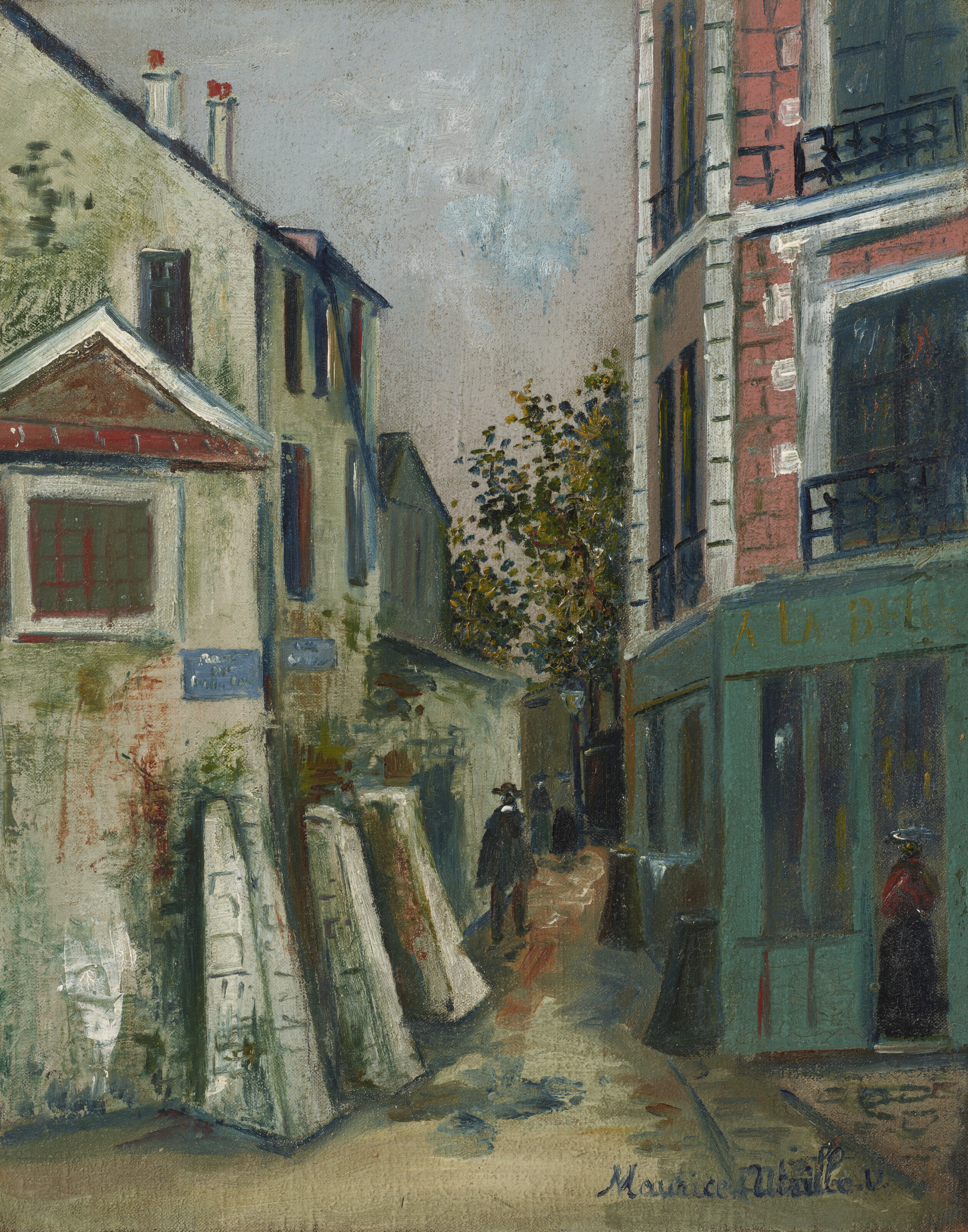 Maurice Utrillo — Красавица Габриэль и улица Сен-Венсан на Монмартре, изображение 1