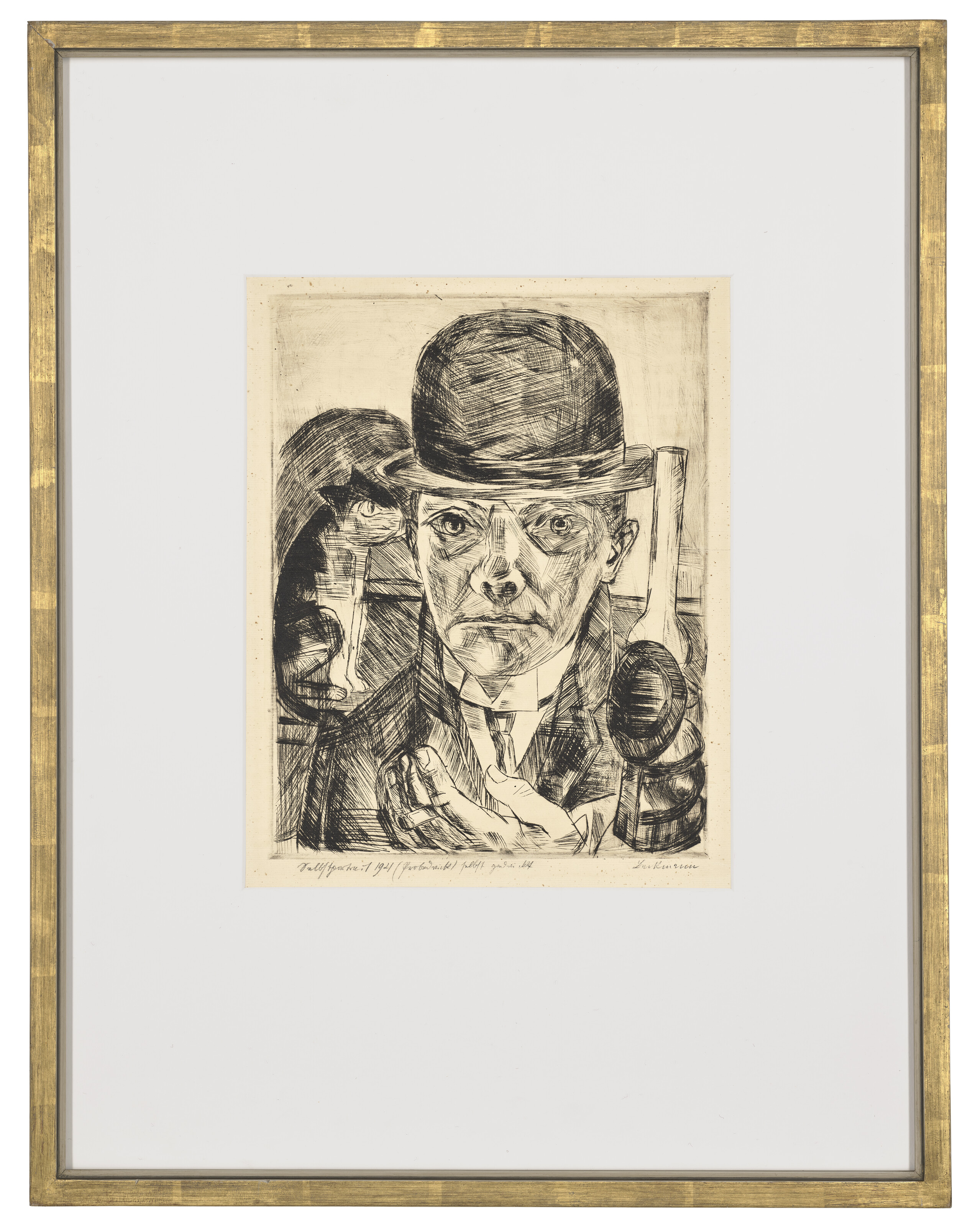Max Beckmann — Selbstbildnis mit steifem Hut ("Автопортрет в шляпе-котелке"), изображение 3