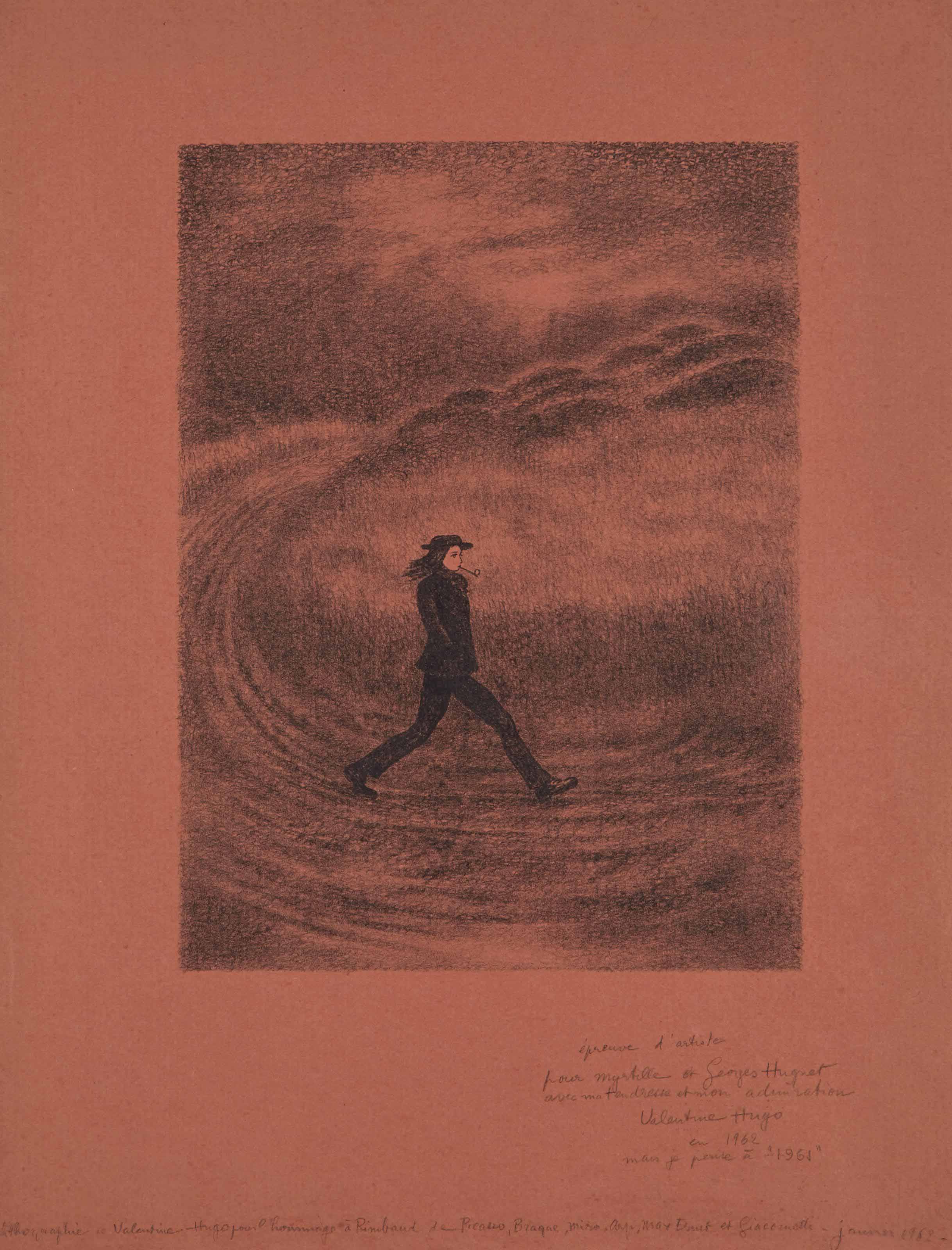 Max Ernst — Валентин Гюго в знак уважения к Рембо, Пикассо, Браку, Миро, Арпу, Максу Эрнсту и Джакометти, Жанвье, 1962