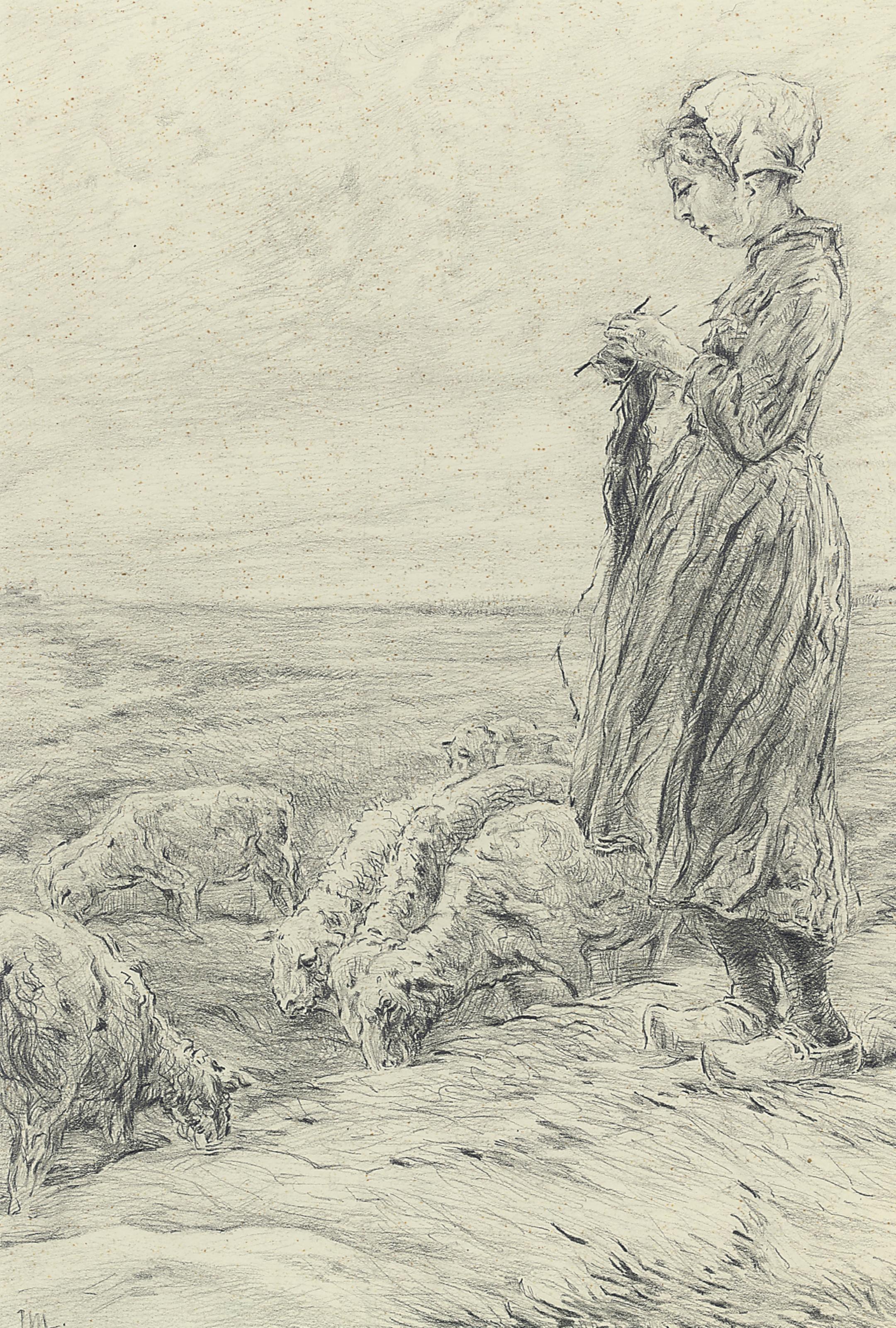 Max Liebermann — Strickende Schafhirtin - "В день смерти"