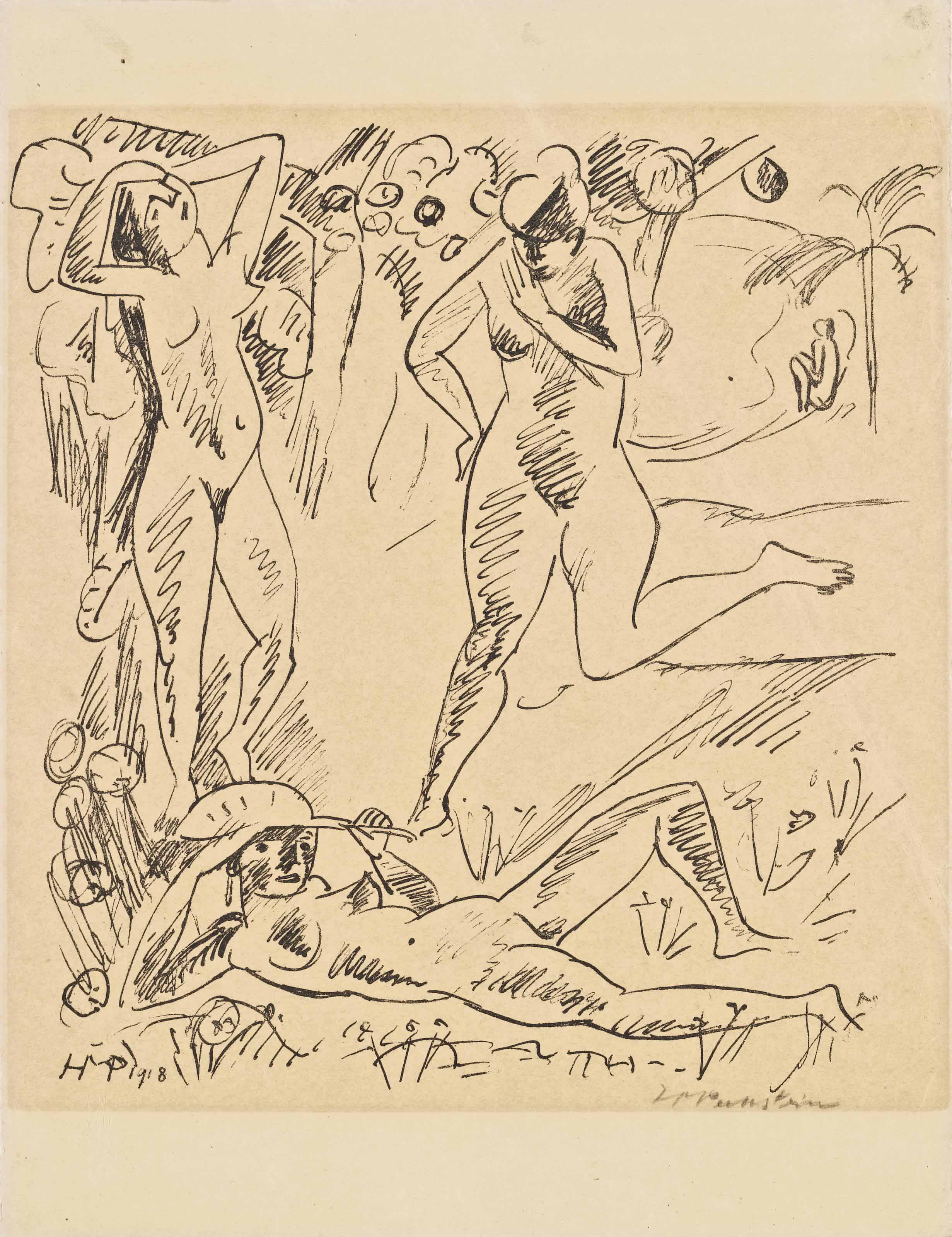 Max Pechstein — Композиция из "дреи Палауактен", автор: Die Schaffenden (Крюгер Л. 1918/265)