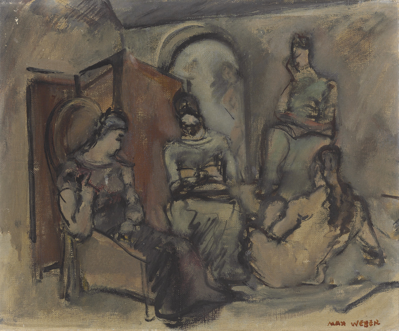 Max Weber — Четыре женщины в интерьере