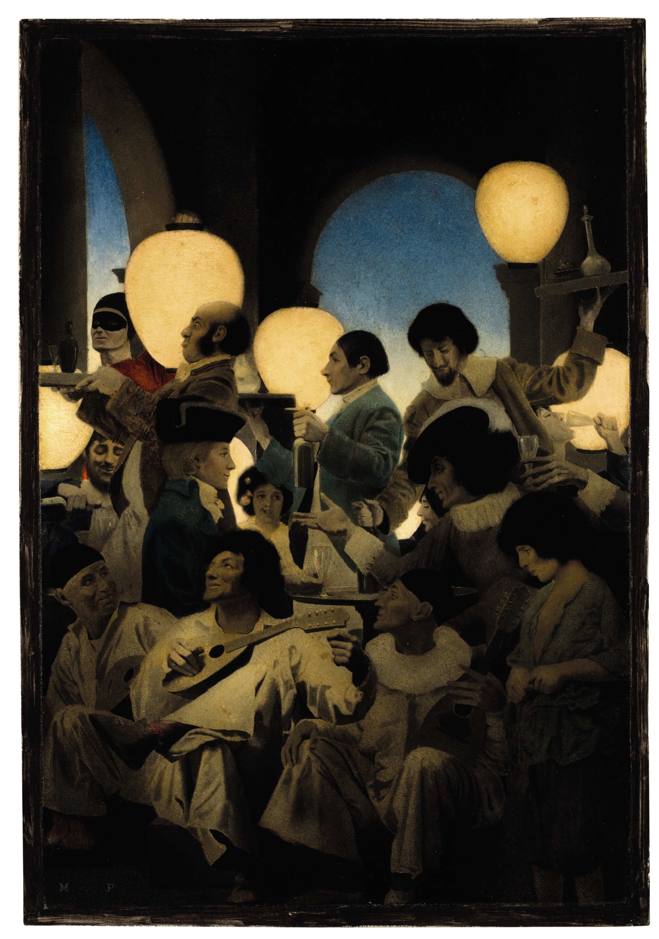 Maxfield Parrish — Венецианское ночное развлечение ("Двое молодых людей в это время беседовали за бокалом канарского..."), изображение 2