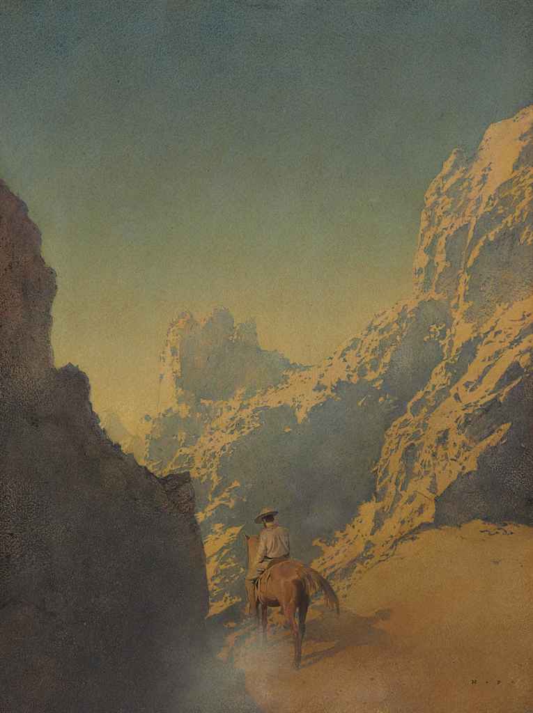 Maxfield Parrish — "Сыромятная кожа", часть третья ("Он вскочил в седло и ускакал")