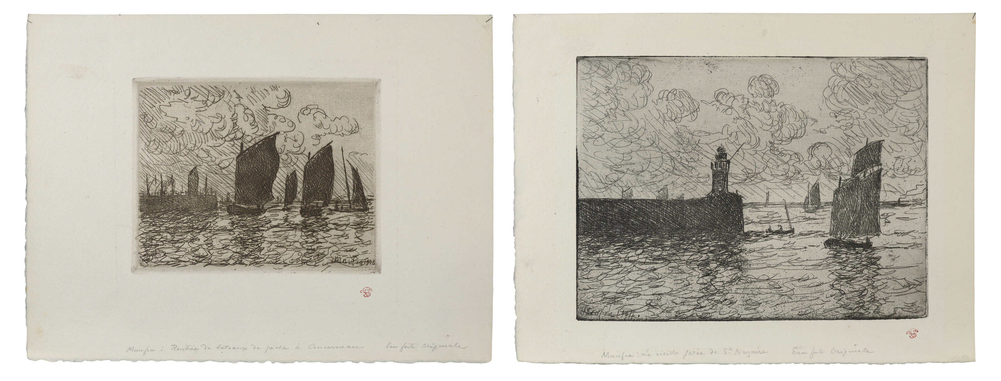 Maxime Maufra — Аренда лодок в пеше на Сардинии, арендатор в порту Конкарно (i); Сен-Назер-на-Луаре; старый город (ii)