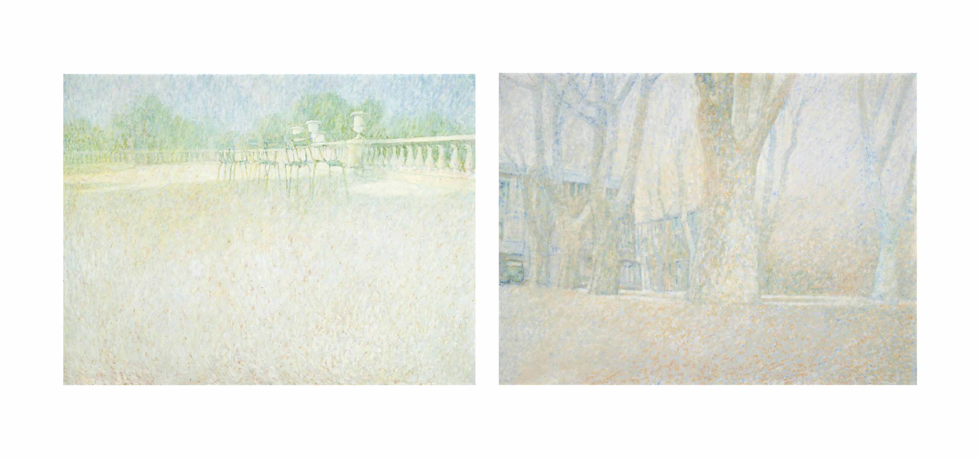 Maximilien Luce — На террасе в Люксембургском саду, Париж; и в Люксембургском саду, Париж