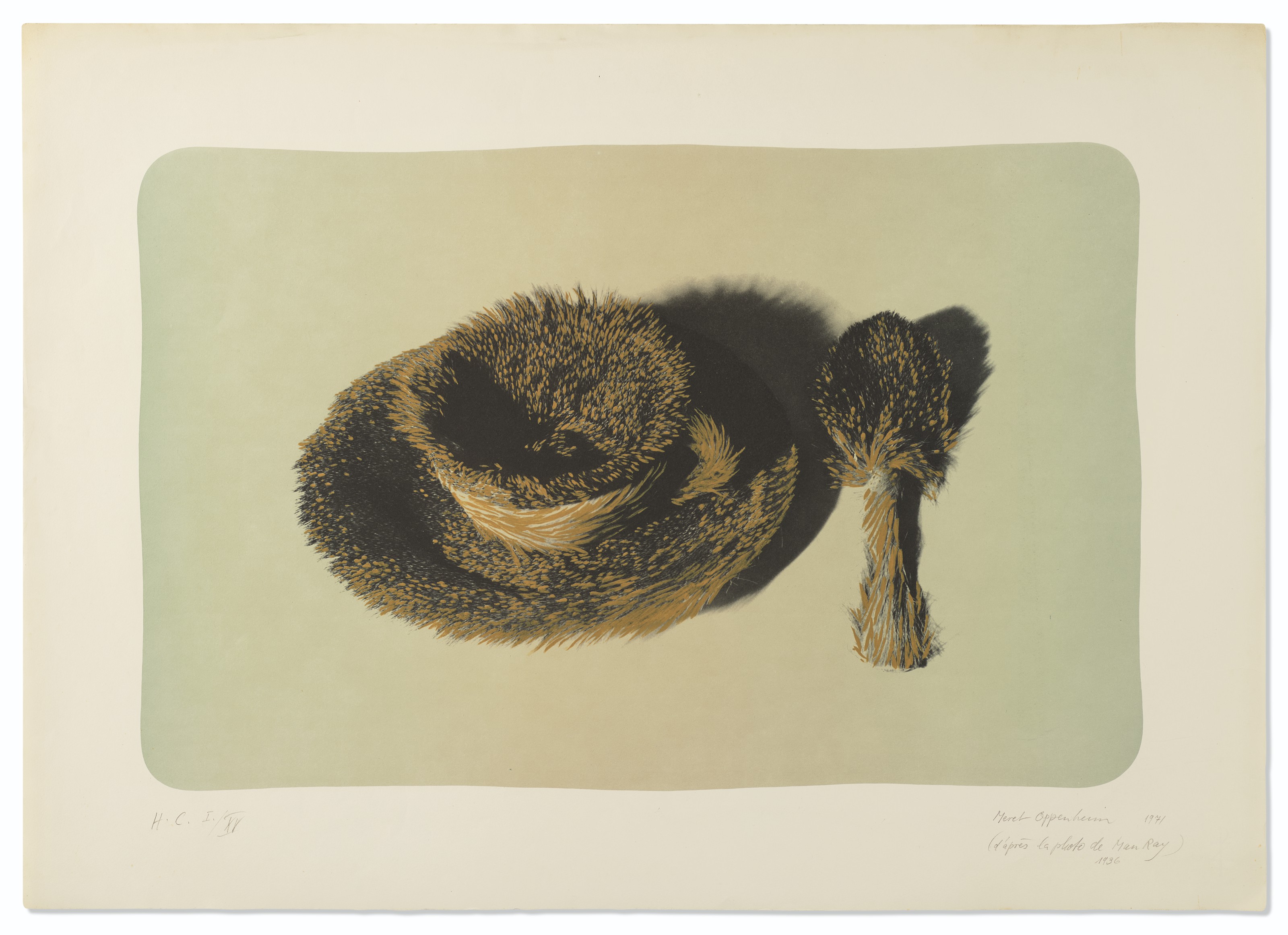 Méret Oppenheim — Пельцтассе (fond bleu)