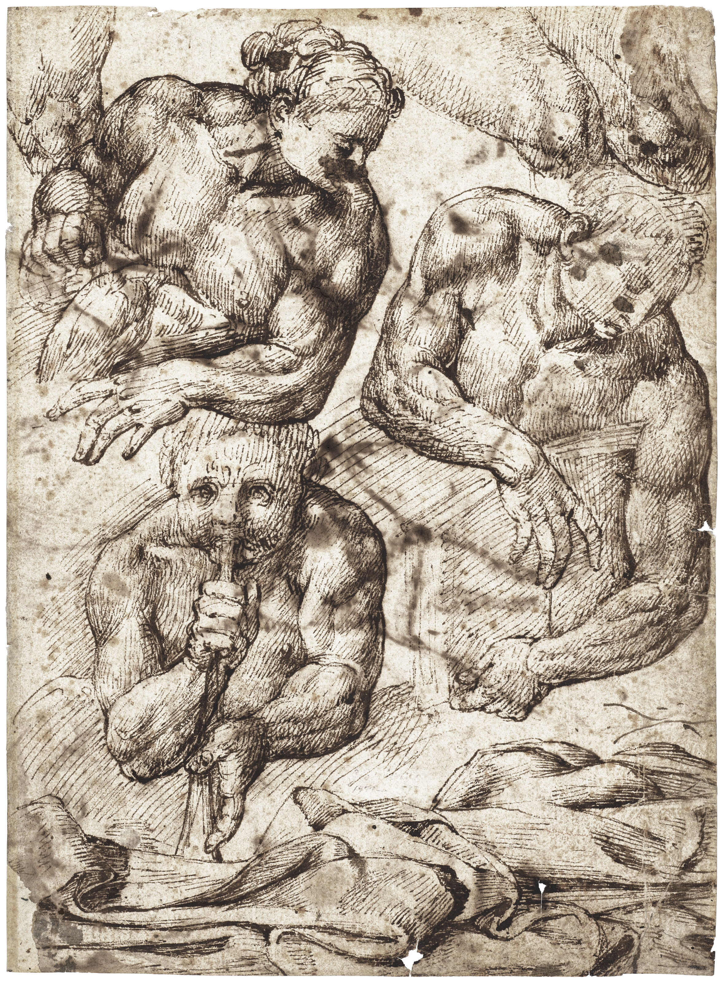 Michelangelo — Проработка фигур после Страшного суда Микеланджело (справа); Проработка драпировок (сзади)