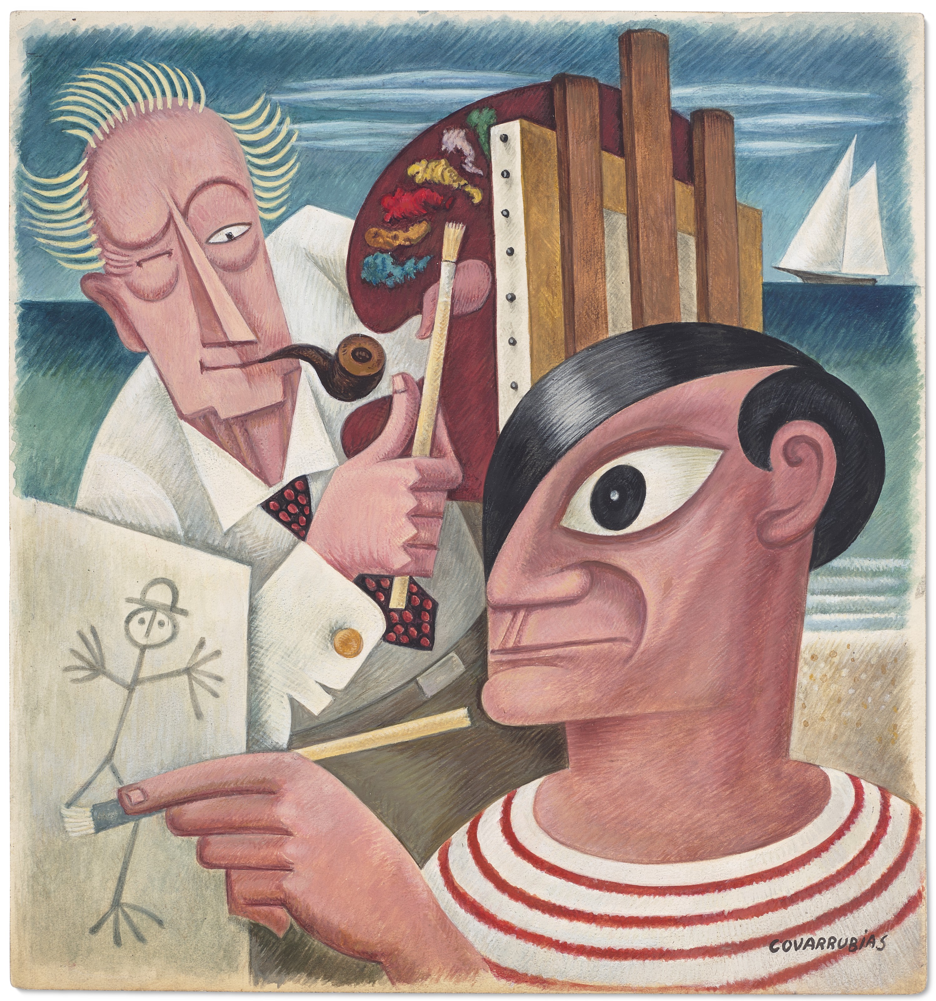 Miguel Covarrubias — Чендлер Кристи против Пабло Пикассо из серии "Невозможные разговоры на ярмарке Тщеславия"