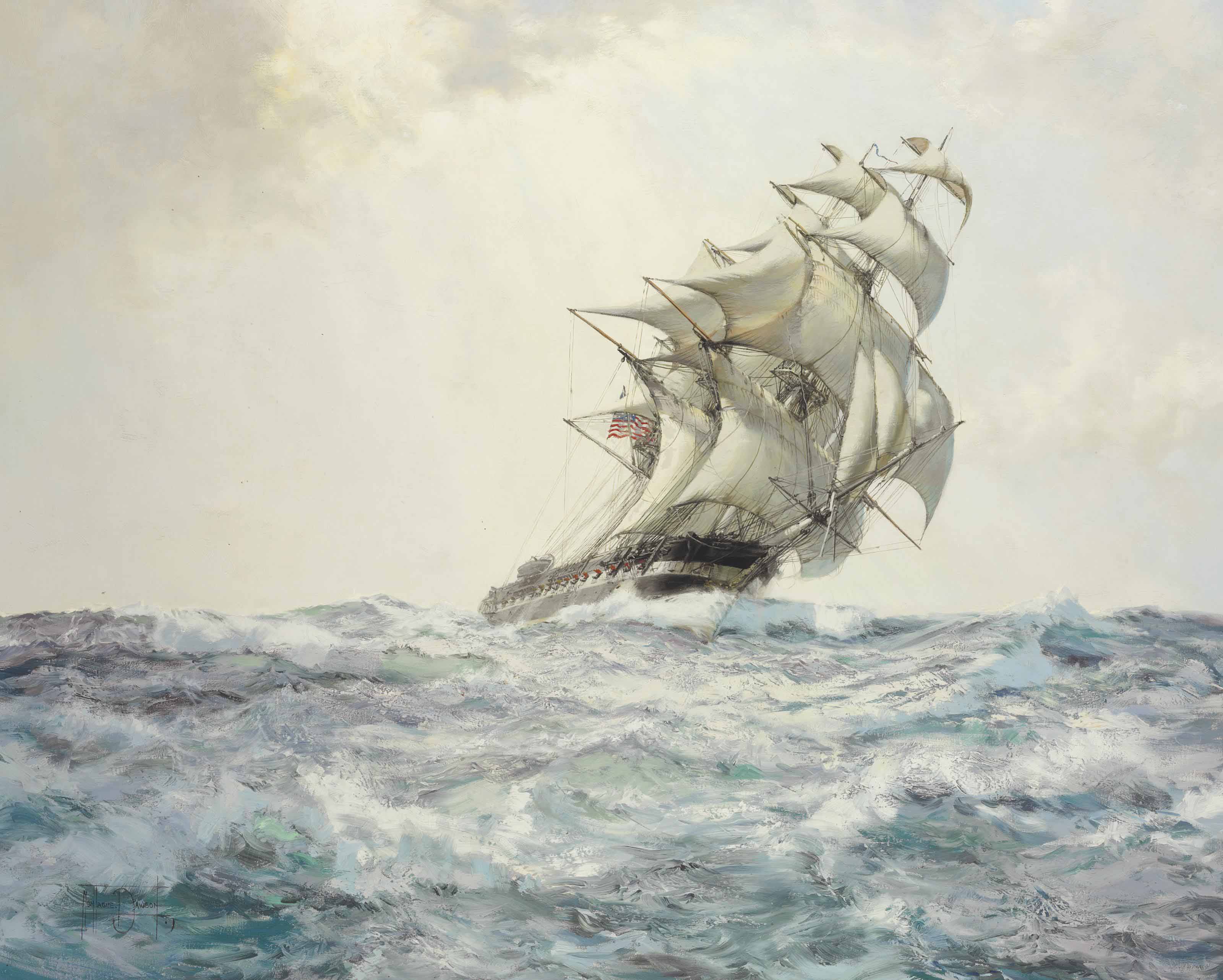 Montague Dawson — Славный американец - "Конституция"