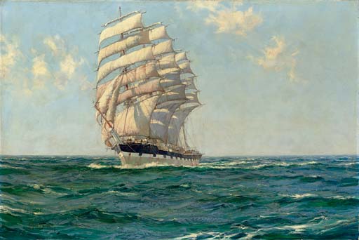 Montague Dawson — Легкий ветерок в солнечных водах