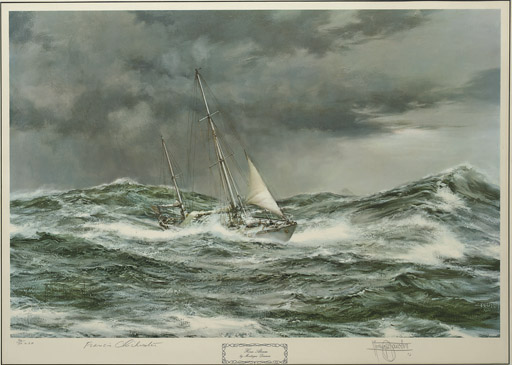 Montague Dawson — На траверзе яхты сэра Фрэнсиса Чичестера "Джипси Мот IV"