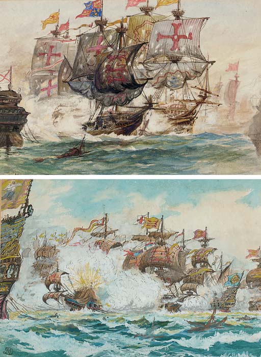 Montague Dawson — Последний бой "Мести Ее Величества" и непобедимая армада в действии