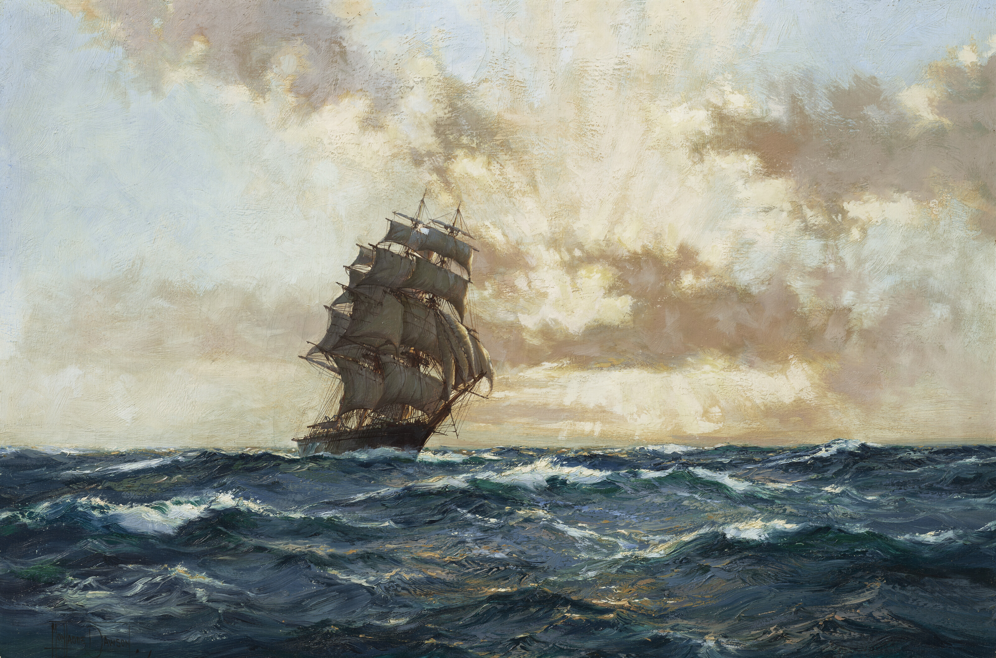 Montague Dawson — Близится закат, "Северное сияние"