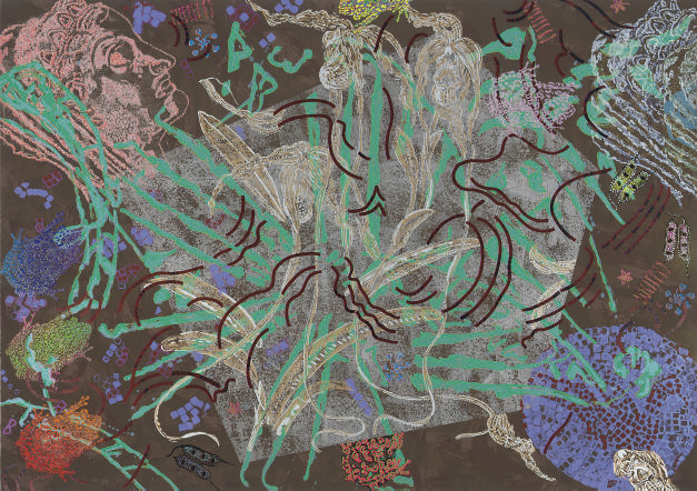 Nancy Graves — 75 x 75; и шесть лягушек, обе из серии Simca