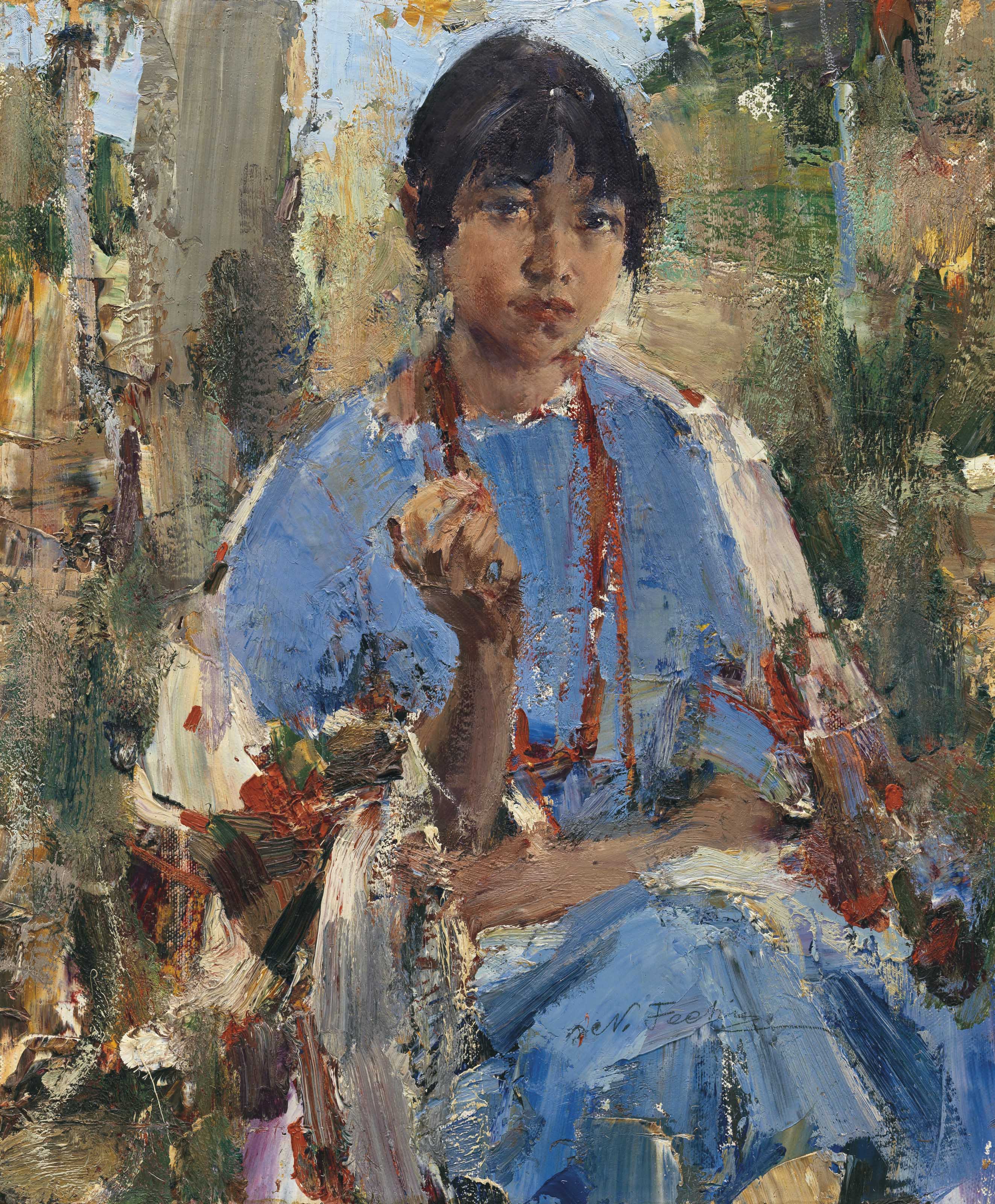 Nicolai Fechin — Индианка в голубом платье