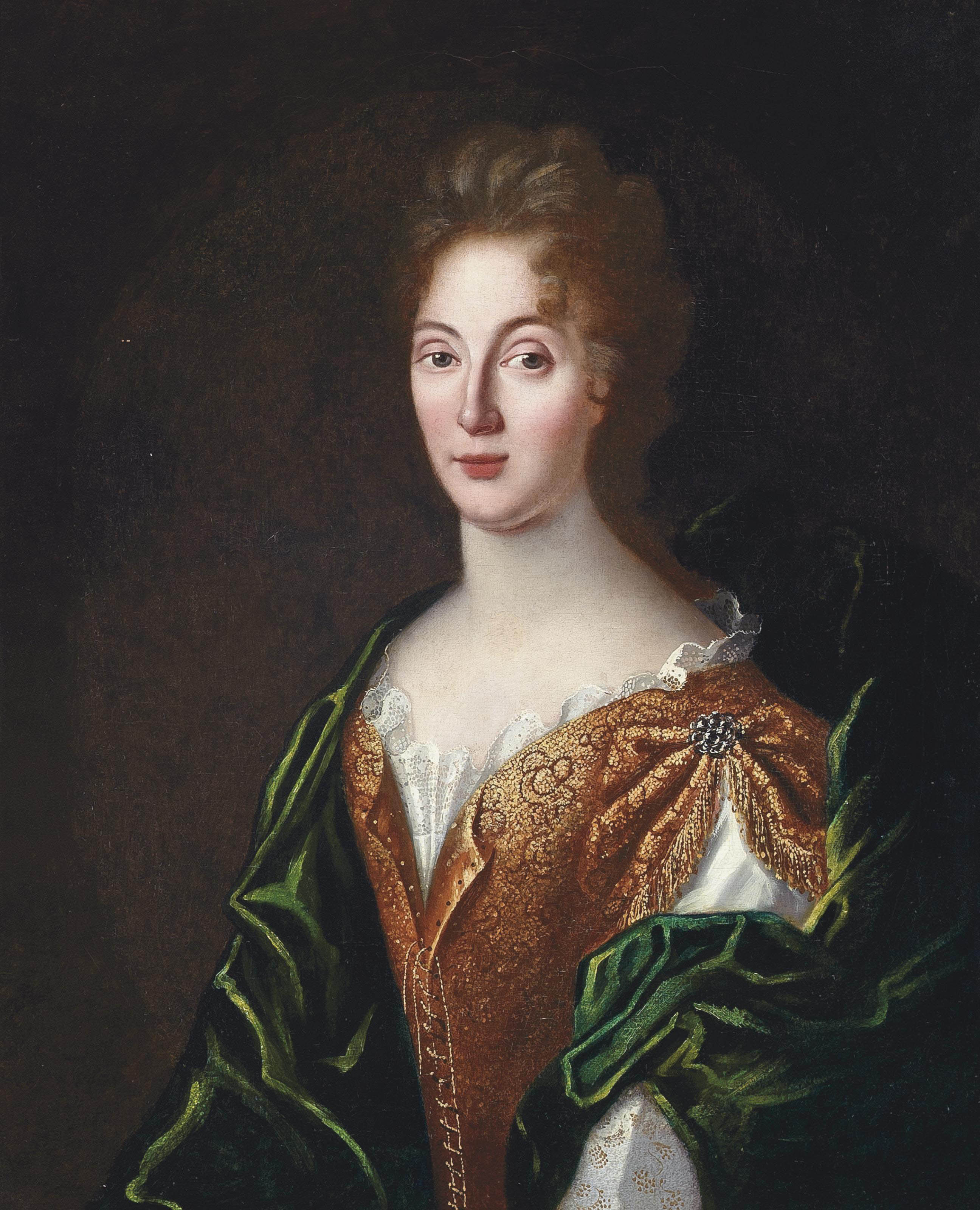 Nicolas de Largillierre — Портрет дамы в полный рост, в расшитом золотом платье