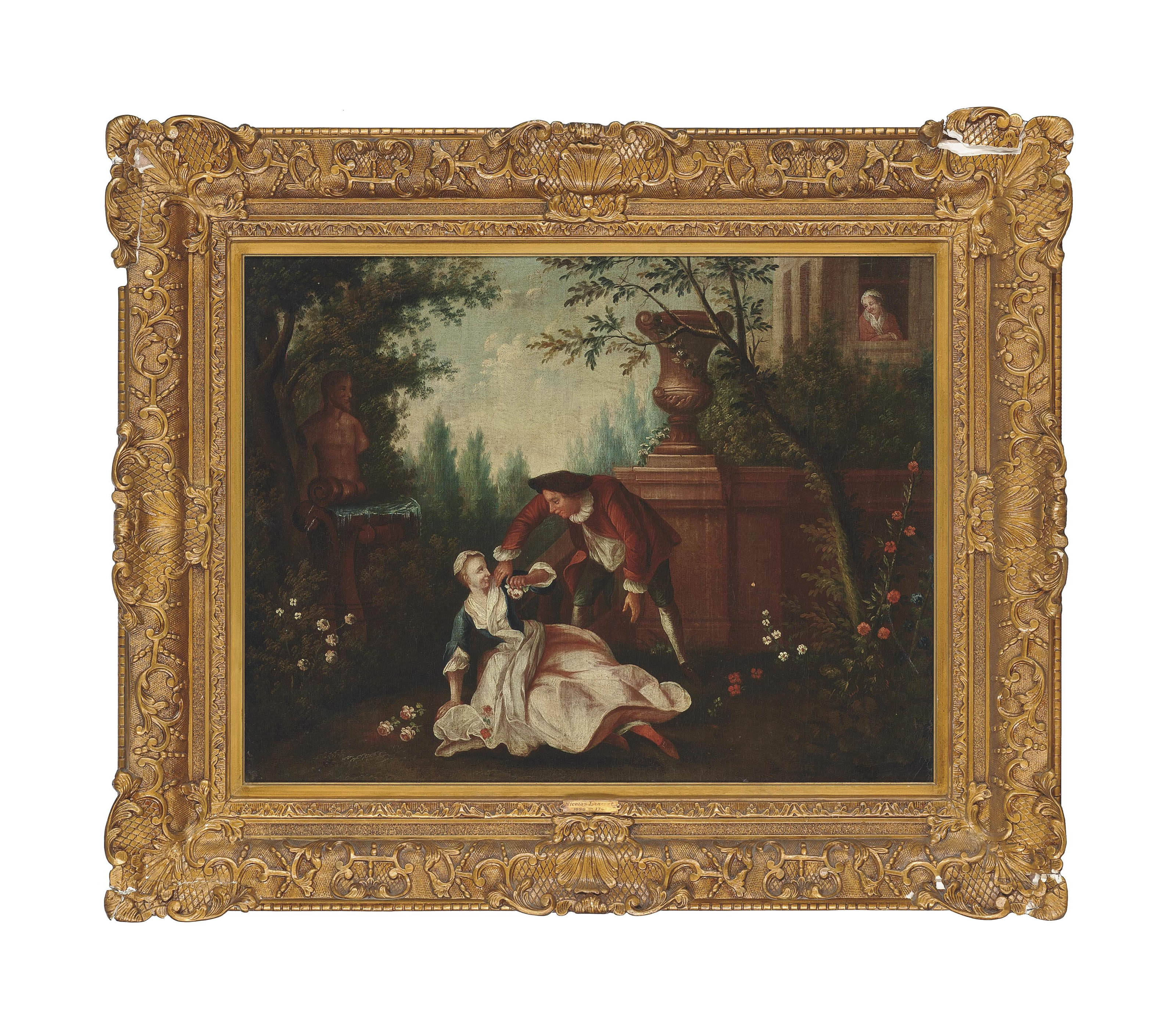 Nicolas Lancret — Влюбленная пара в классическом саду