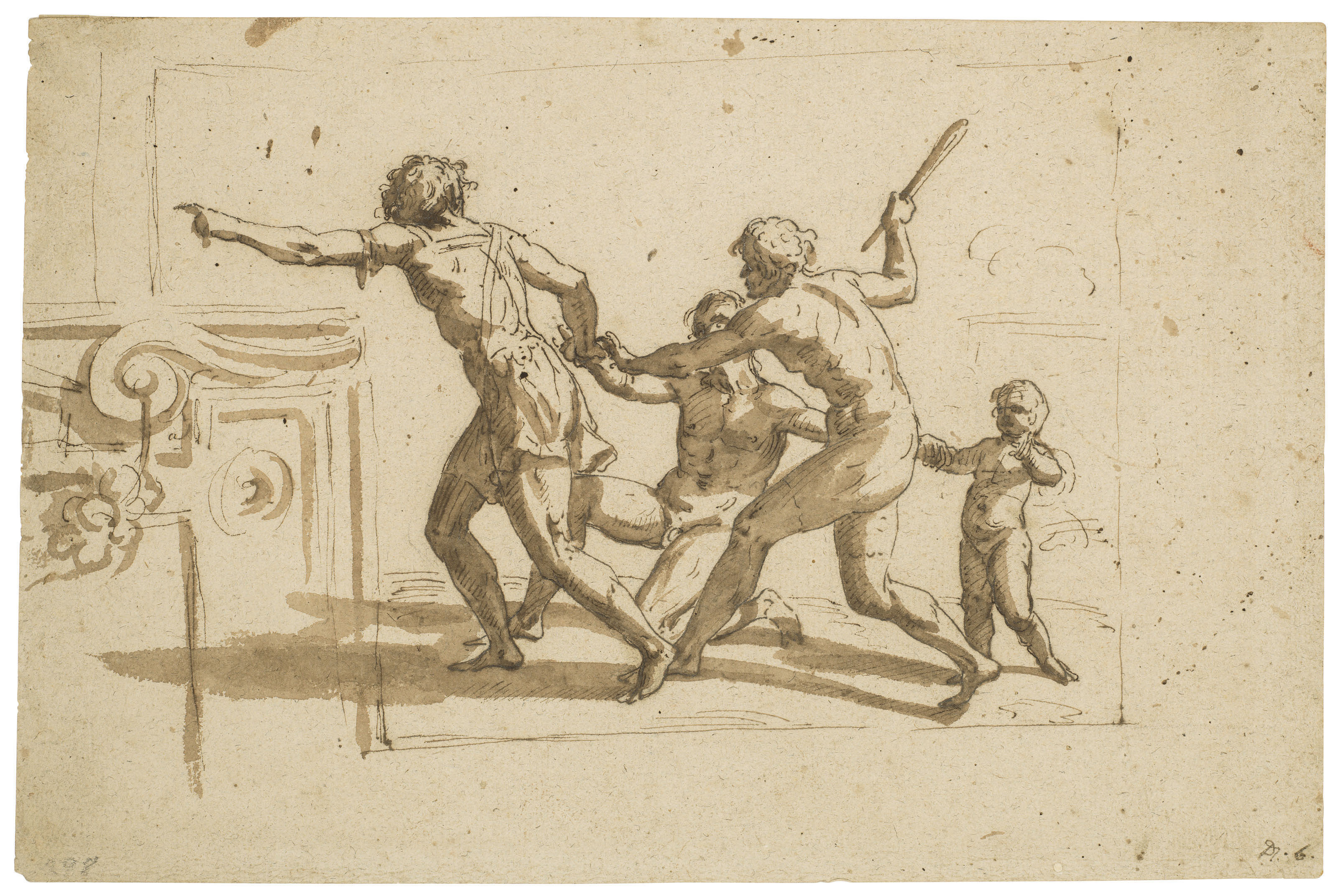 Nicolas Poussin — Античная сцена с четырьмя фигурами, бегущими налево