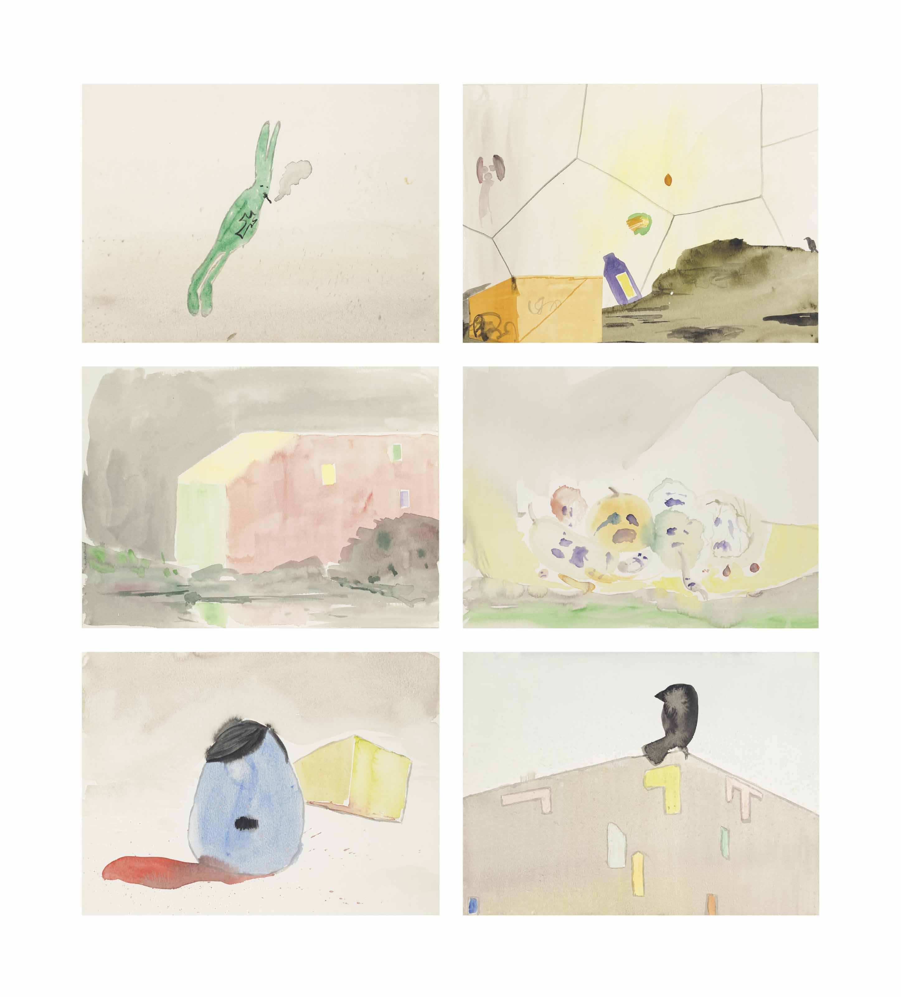 Nigel Cooke — В квартале (i) Курящий кролик (ii) Гео-вечеринка (iii) Возвращаюсь домой (iv) Воскрешаю мертвых (v) Студент-искусствовед Гитлер (vi) Современная птица
