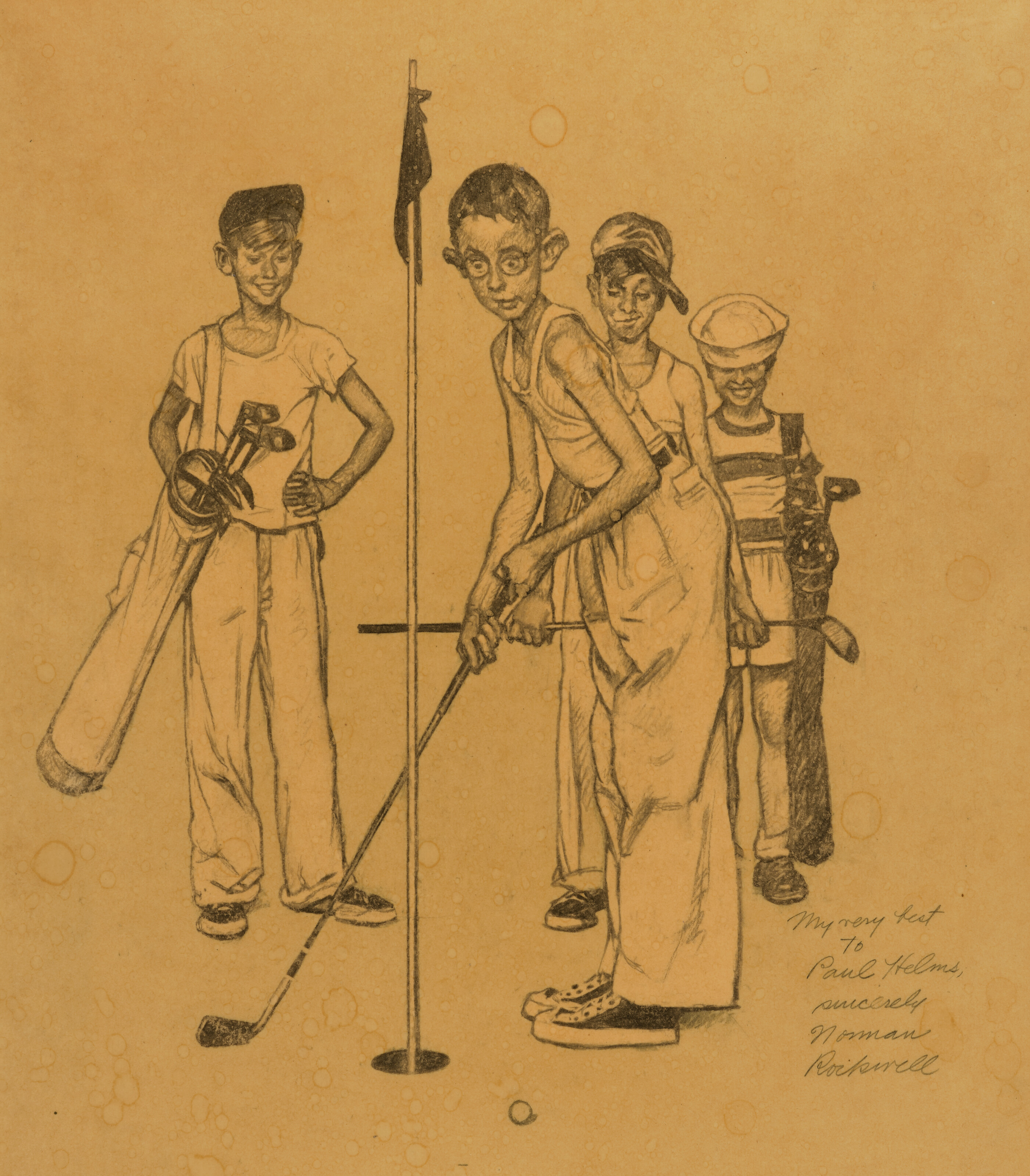 Norman Rockwell — Пропущено (Четверо спортивных мальчиков: Гольф)—Учеба