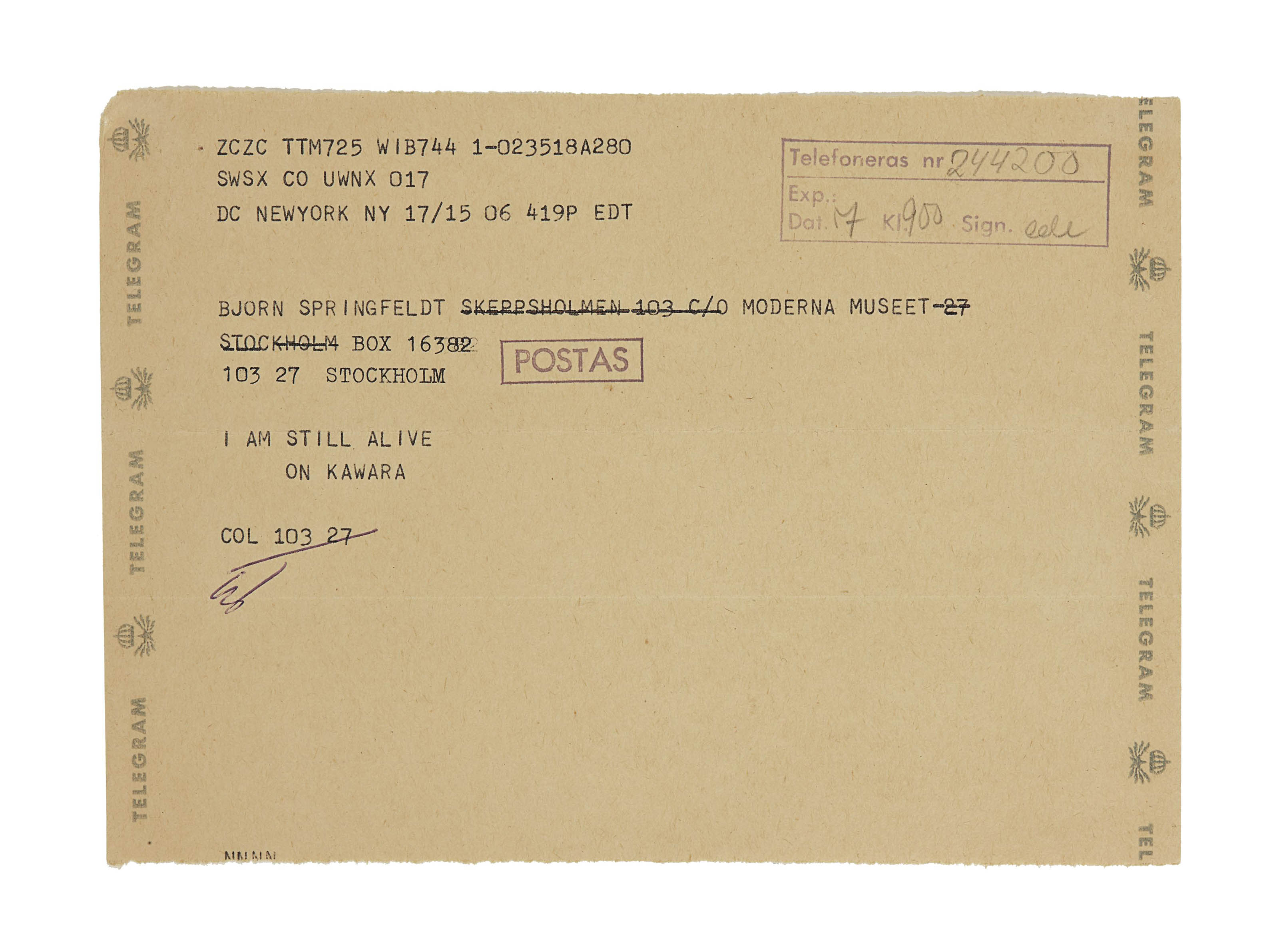 On Kawara — Я все еще жив