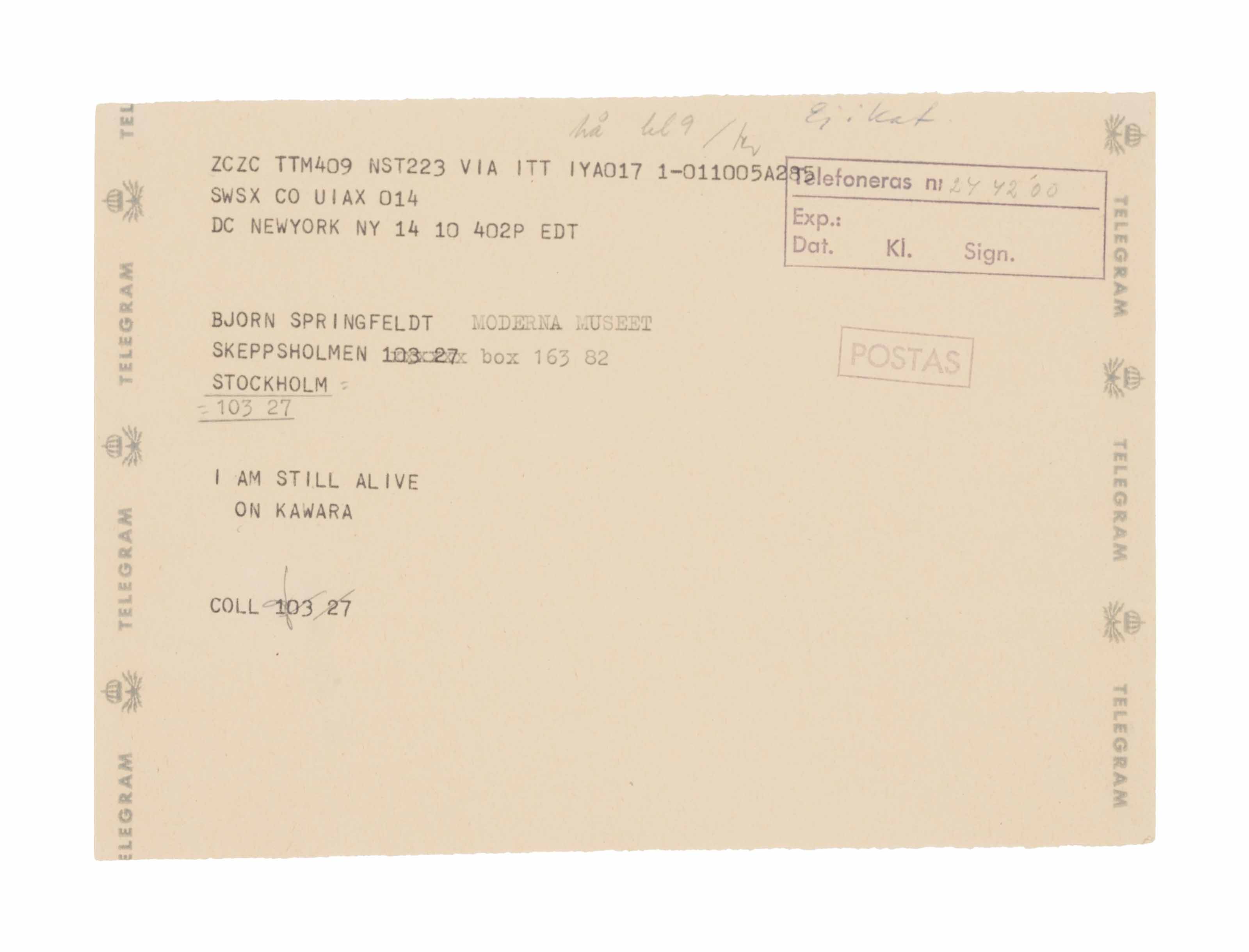 On Kawara — Я все еще жив