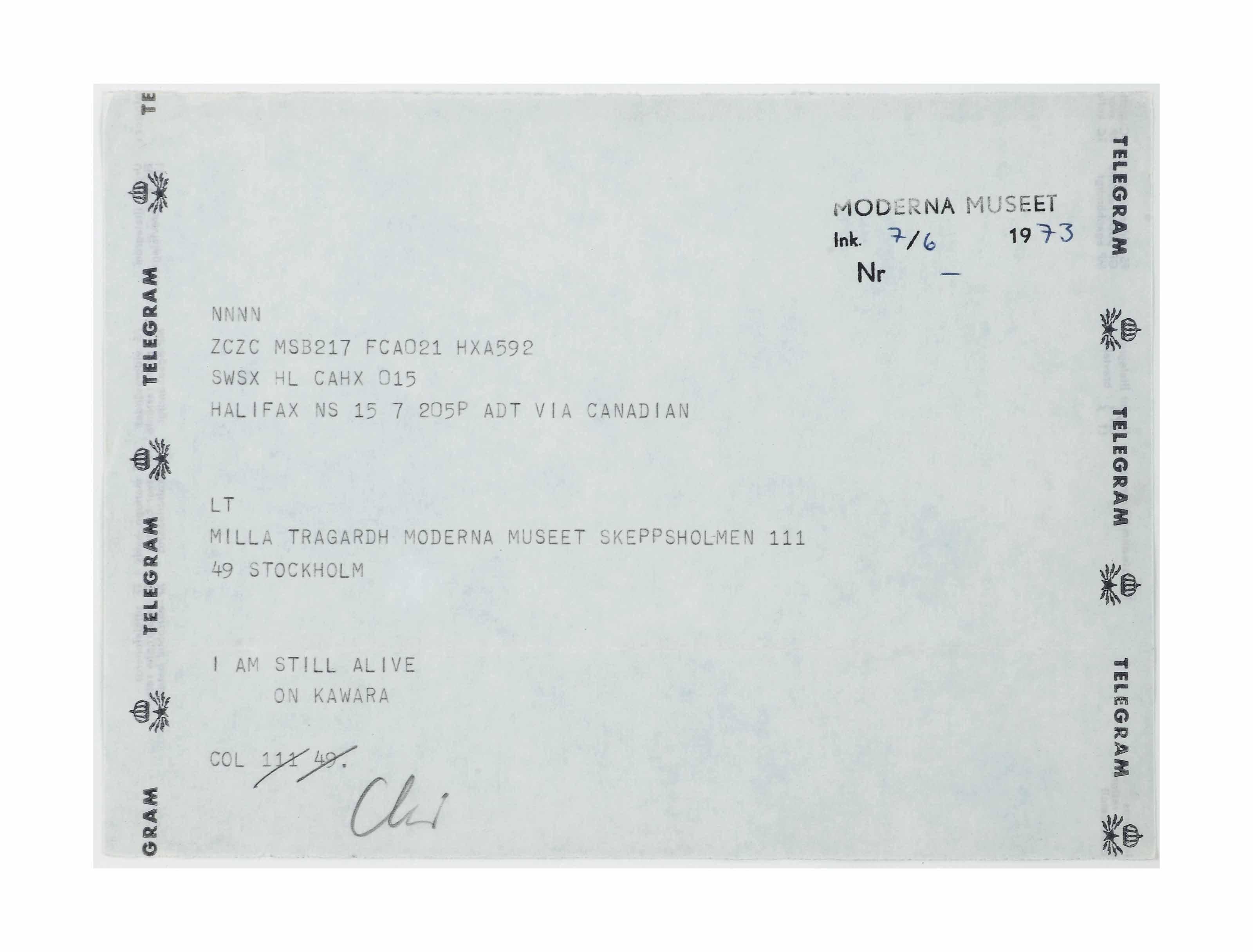 On Kawara — Я все еще жив