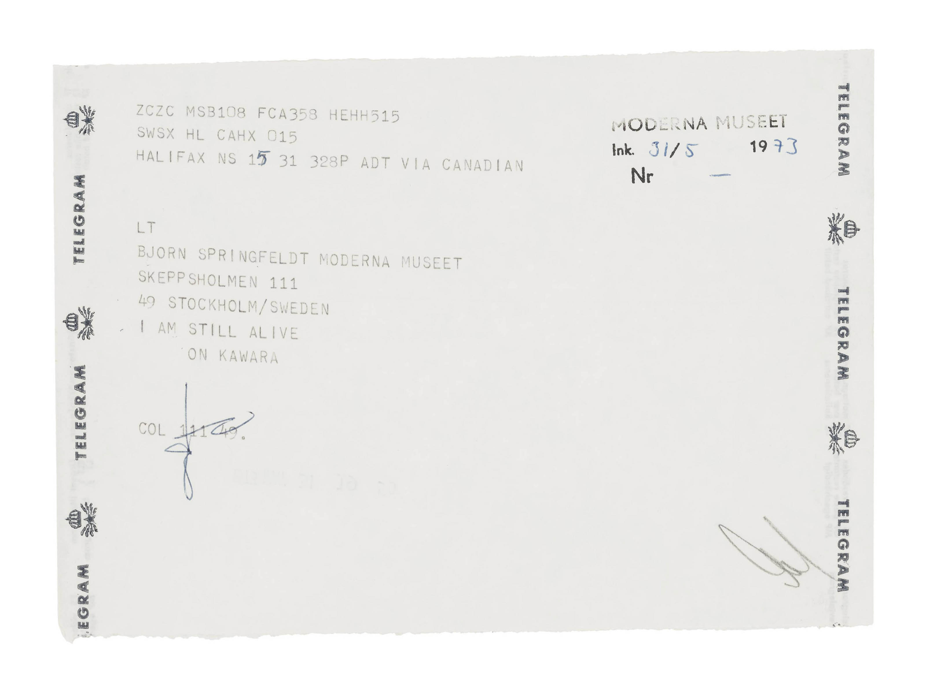 On Kawara — Я все еще жив
