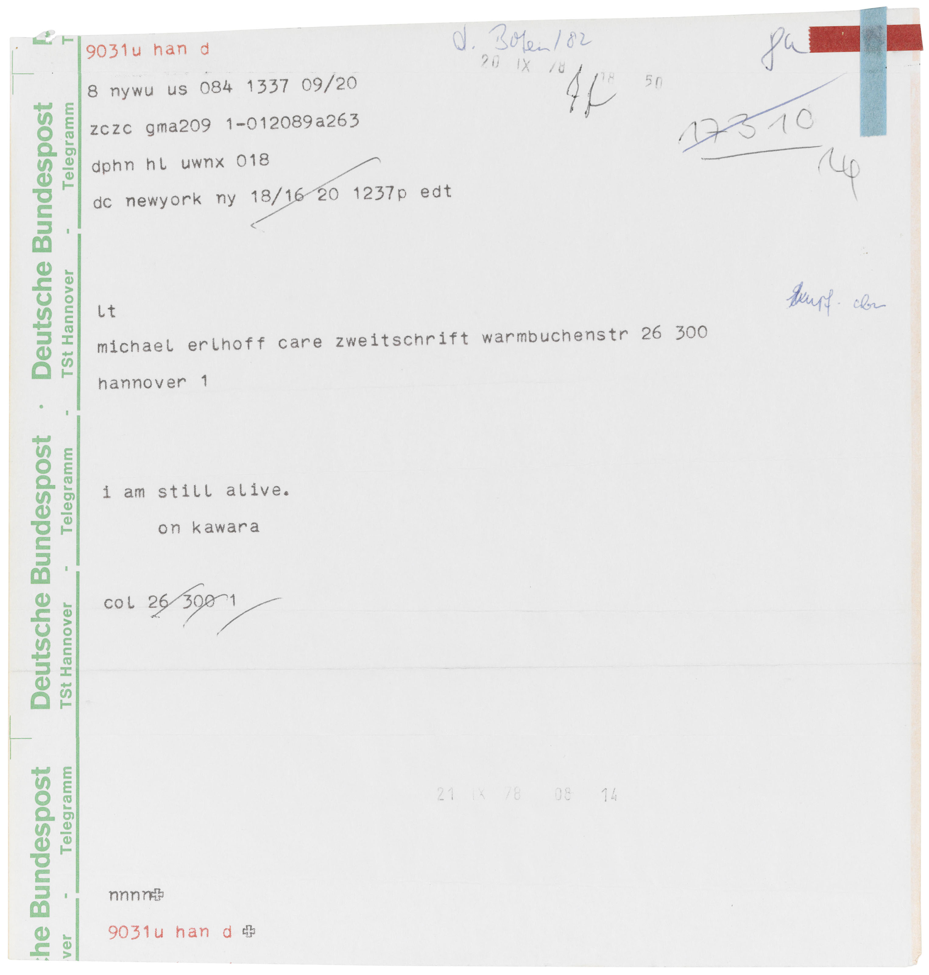 On Kawara — Я Все Еще Жив