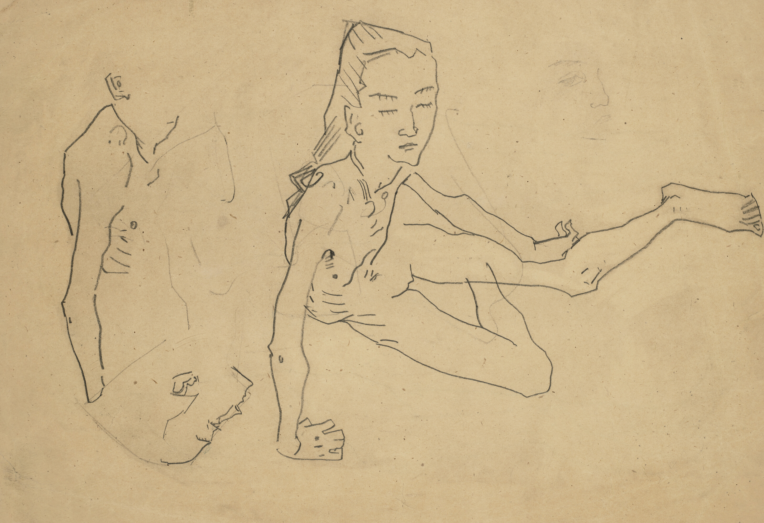 Oskar Kokoschka — Цвей выступает в студии имени Лилит Ланг, танцовщицы из Геклеров (справа); Танцовщица из Лилит Ланг (слева), изображение 2