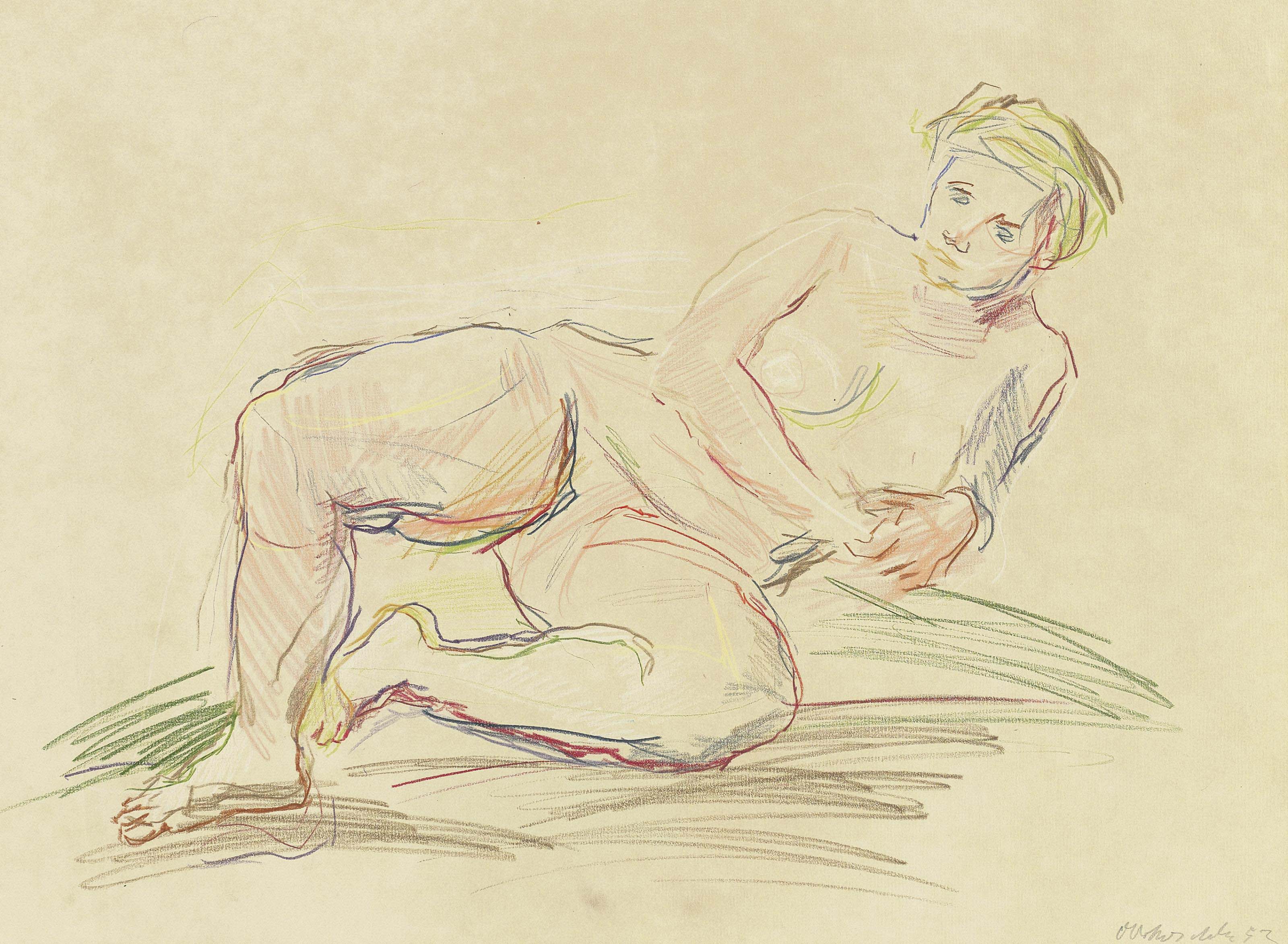 Oskar Kokoschka — Ситцендер вайблихер Акт