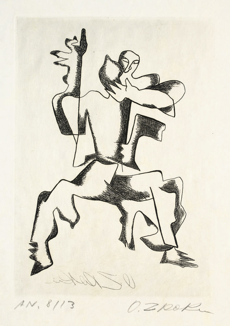 Ossip Zadkine — Гийом Аполлинер, "Сентябрь каллиграмм", Кристоф Цвиклитцер, Париж, Базель, 1967