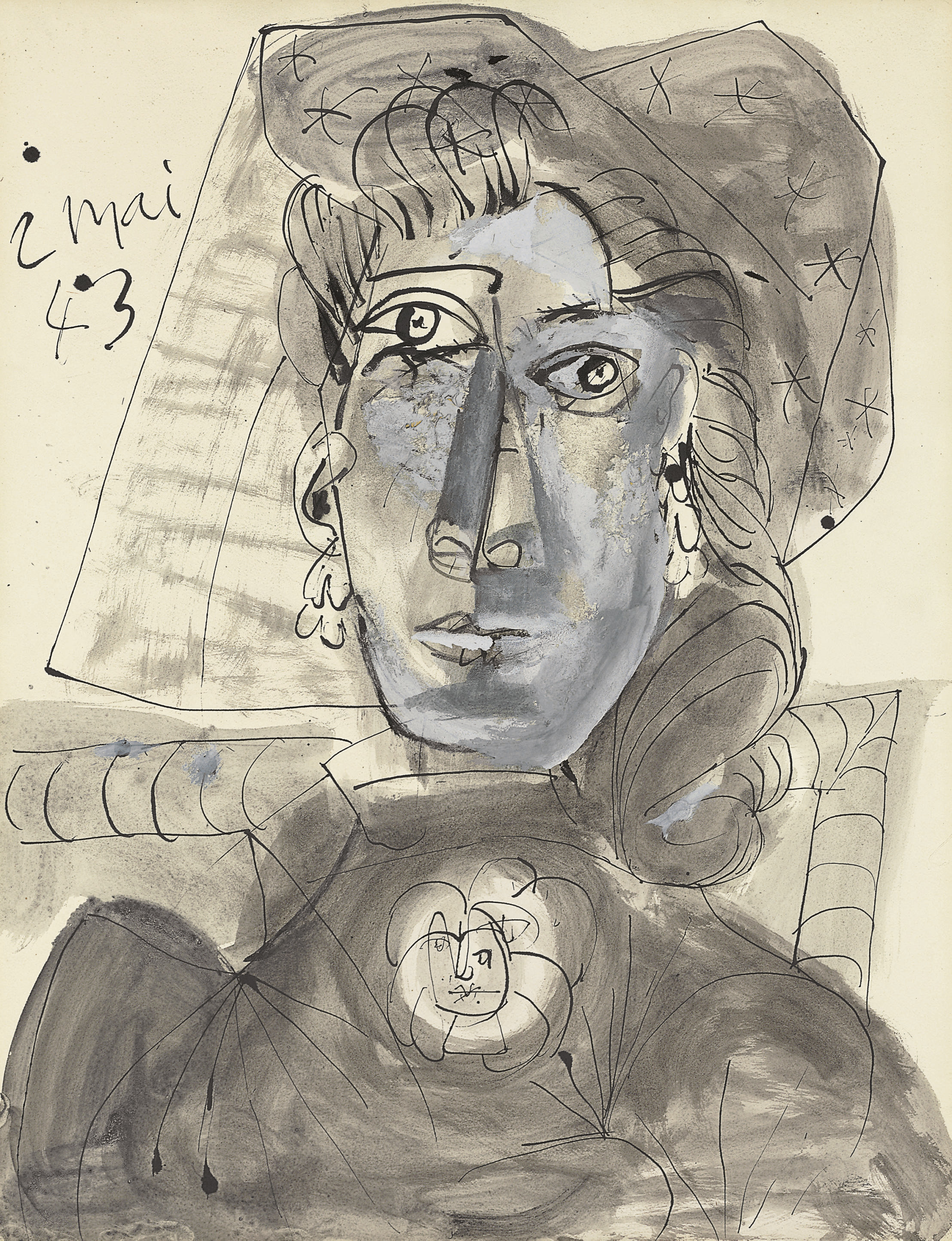 Pablo Picasso — Бюст женщины на корсаже или единственная брошь