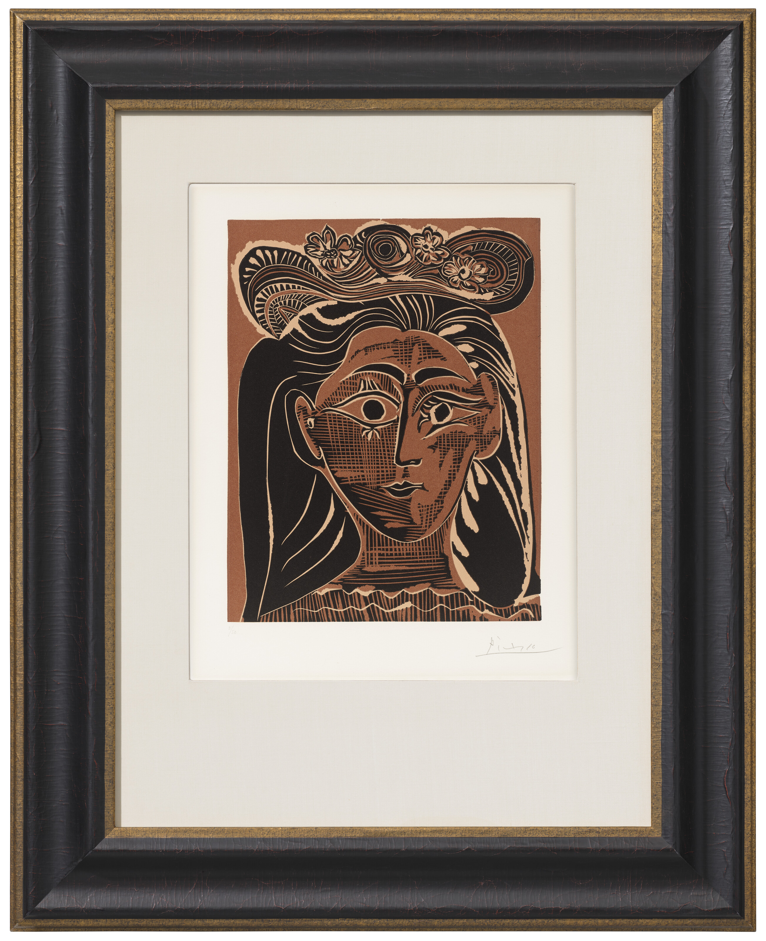Pablo Picasso — Женщина в головной убор с цветами, изображение 2