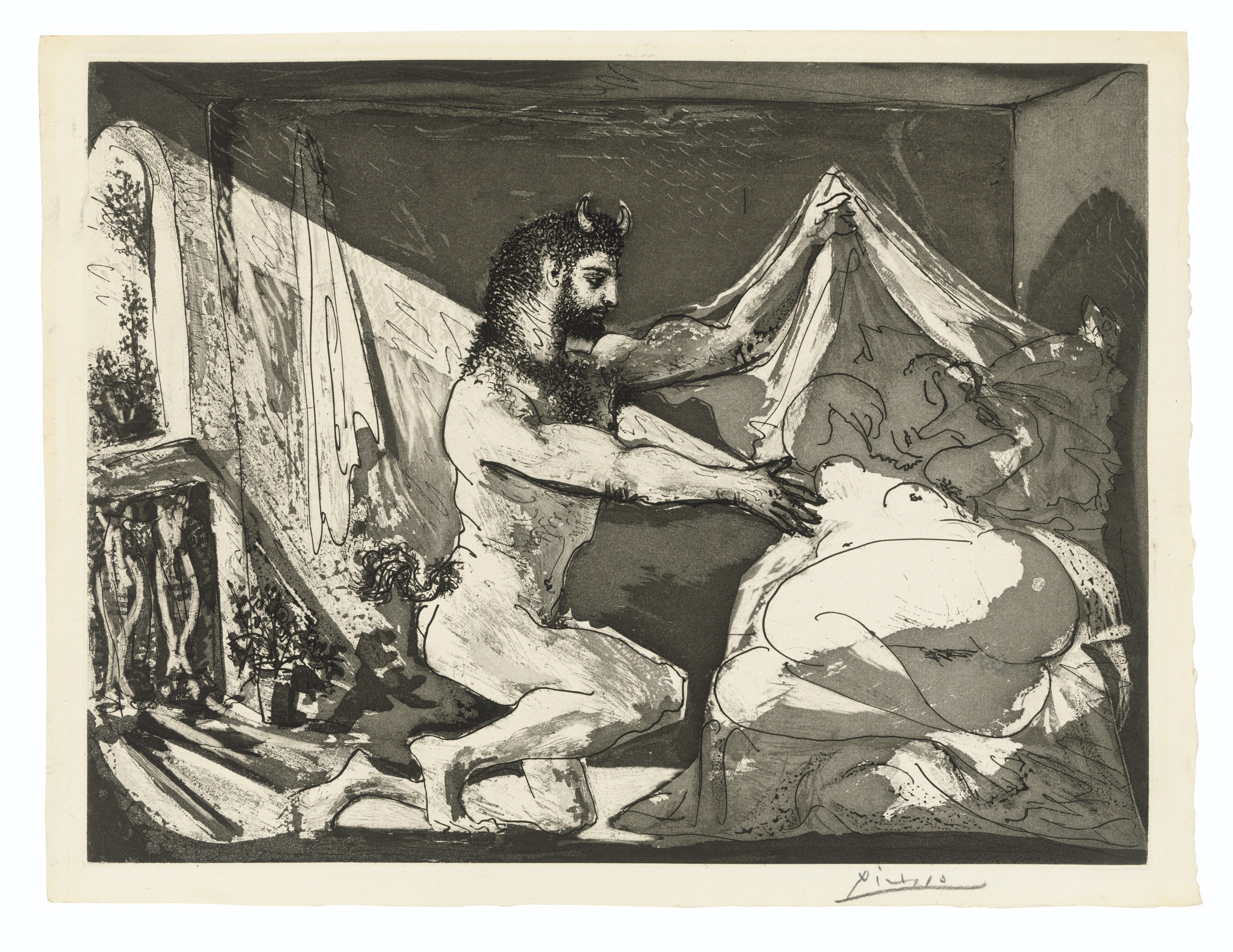 Pablo Picasso — Девственный фавн и женщина, от: La Suite Vollard, изображение 2