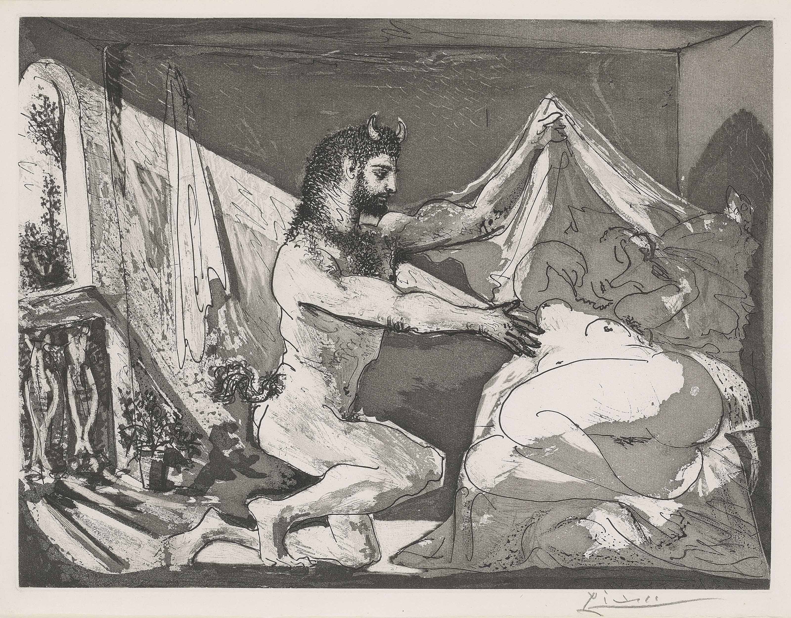 Pablo Picasso — Девственный фавн и женщина, от: La Suite Vollard