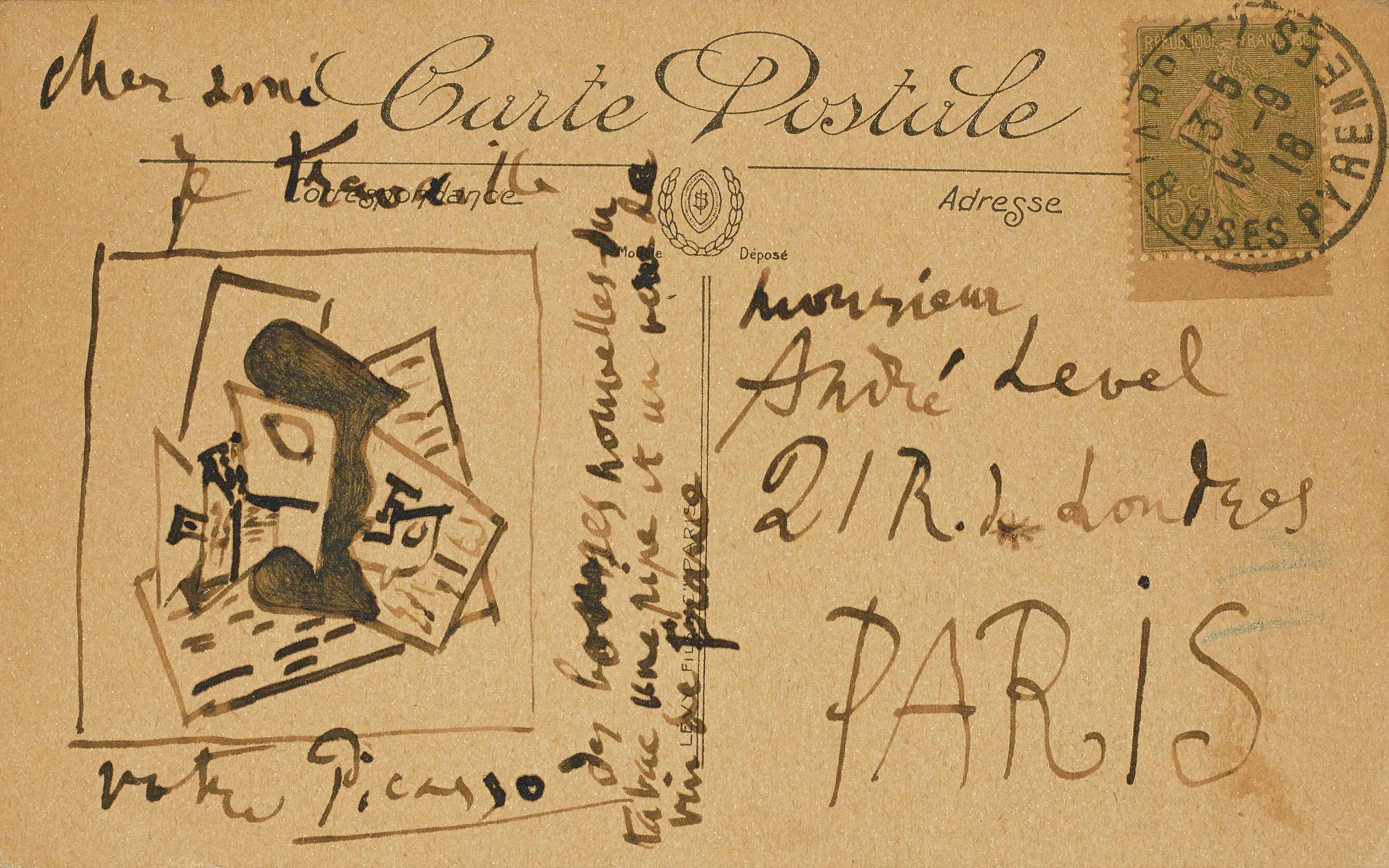 Pablo Picasso — Смерть природы на трубе и в лесу (Карта почтовых адресов на уровне Андре)