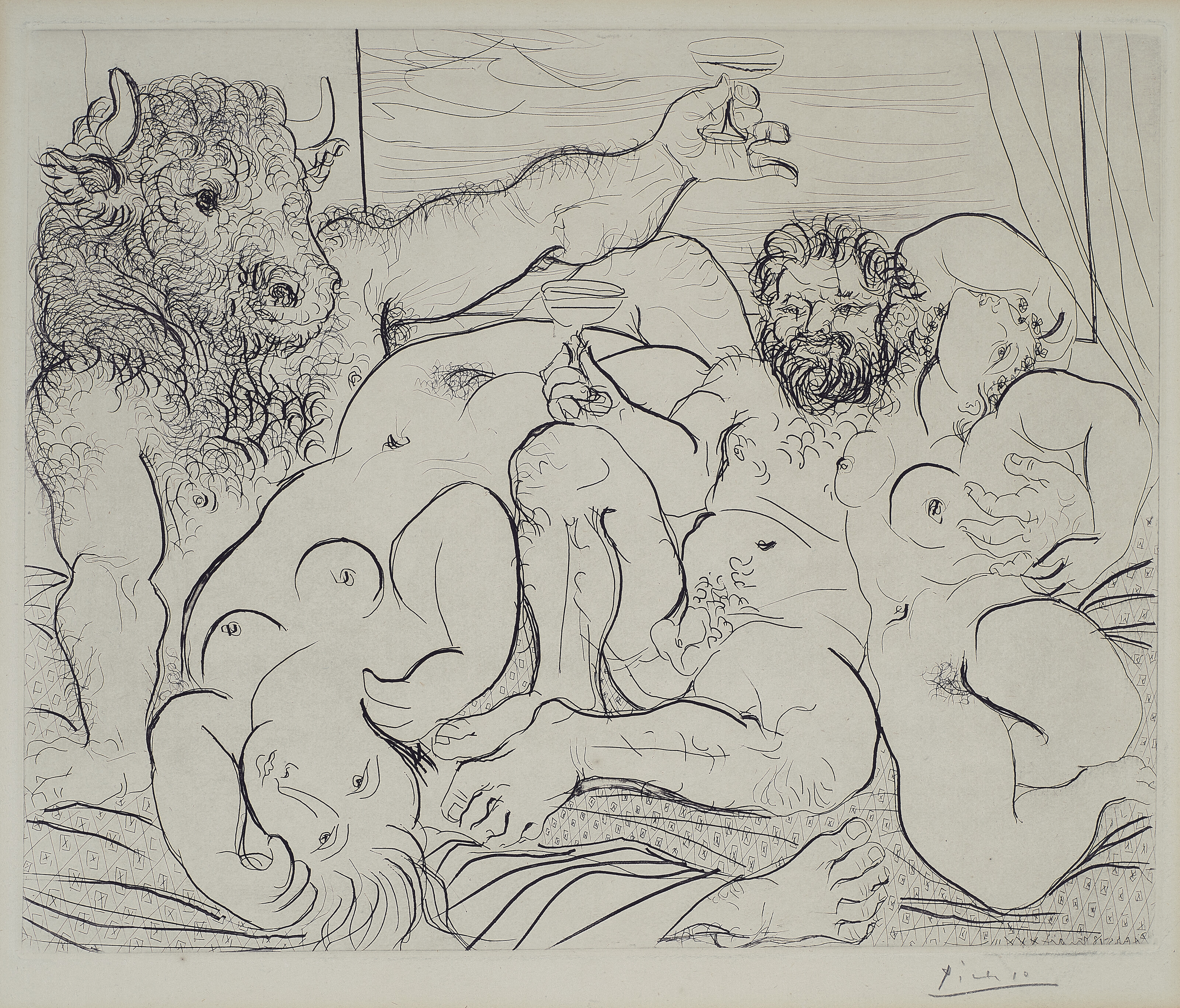 Pablo Picasso — Сцена "Вакханалия с минотавром" из "Сюиты Воллара", изображение 1