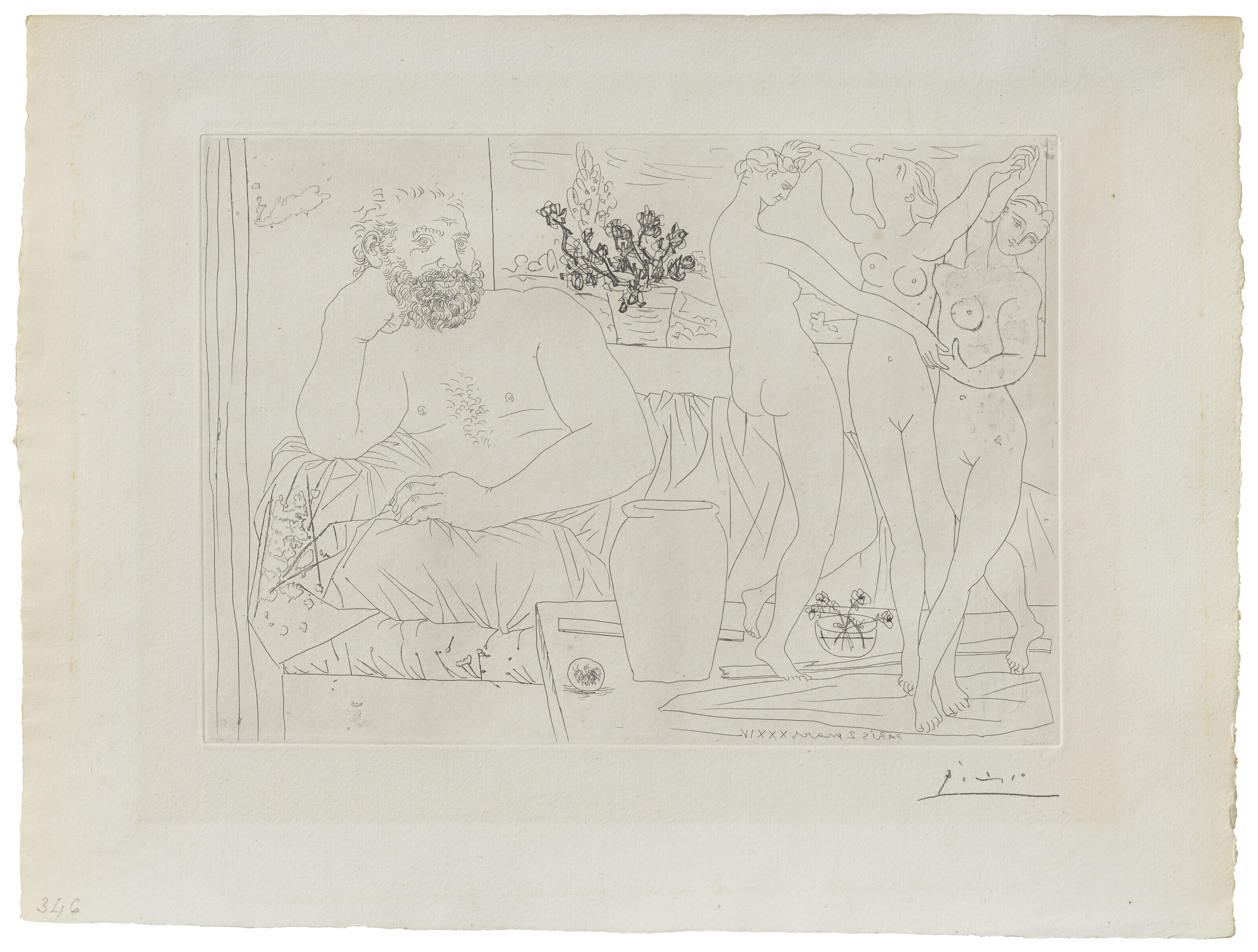 Pablo Picasso — Скульптор и трое танцовщиц из "Ла Сюит Воллар", изображение 3